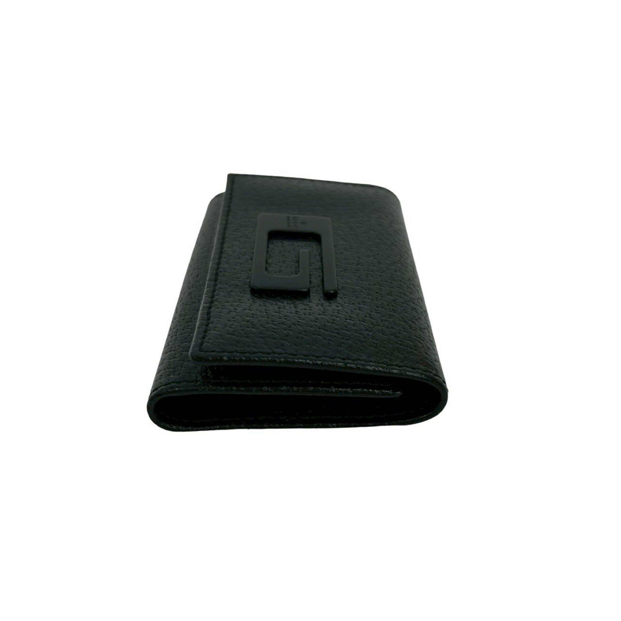 Gucci GUCCI G logo plate leather tri-fold key case, holder, cover, black, 34965 Size ONE SIZE - 4 Thumbnail