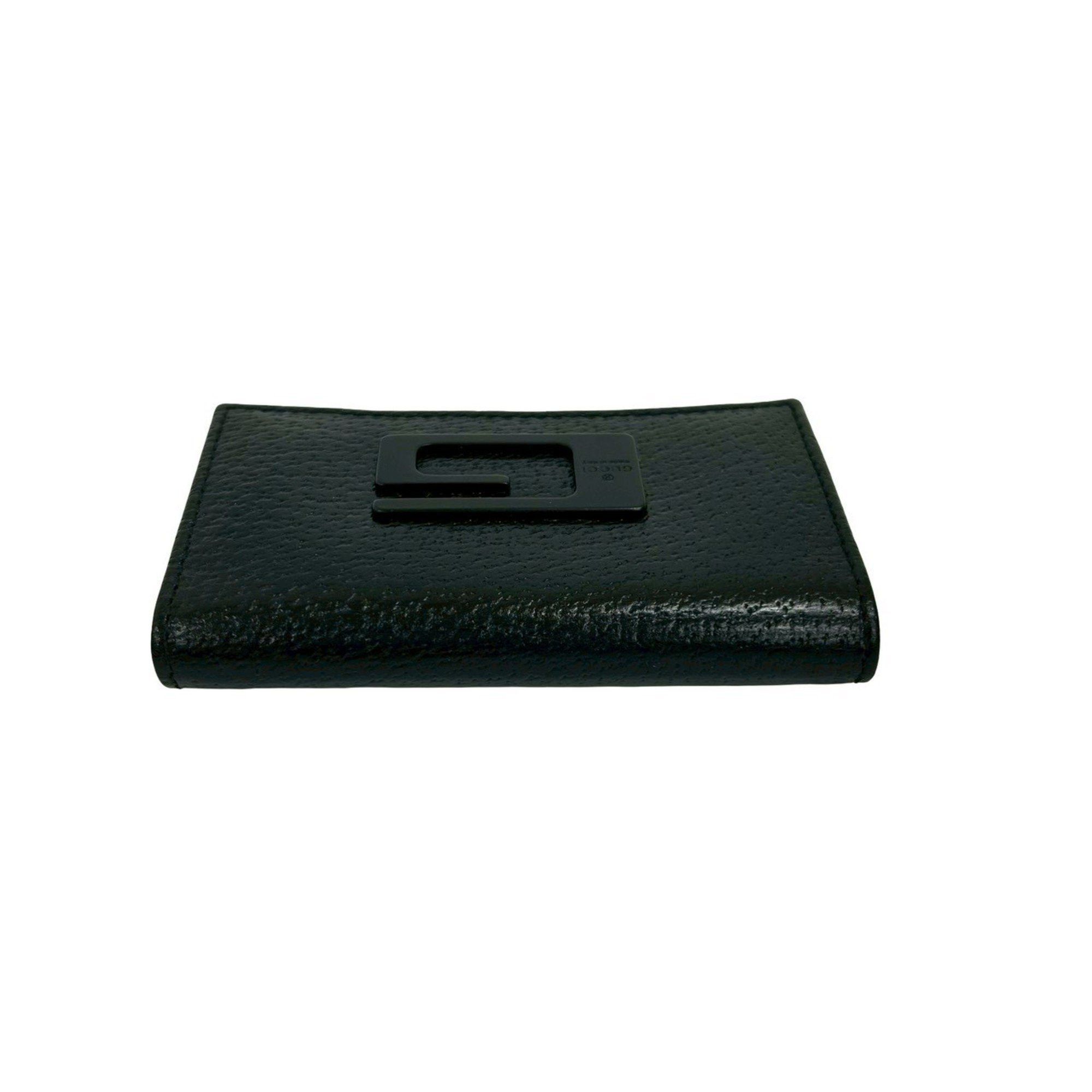 Gucci GUCCI G logo plate leather tri-fold key case, holder, cover, black, 34965 Size ONE SIZE - 3 Thumbnail
