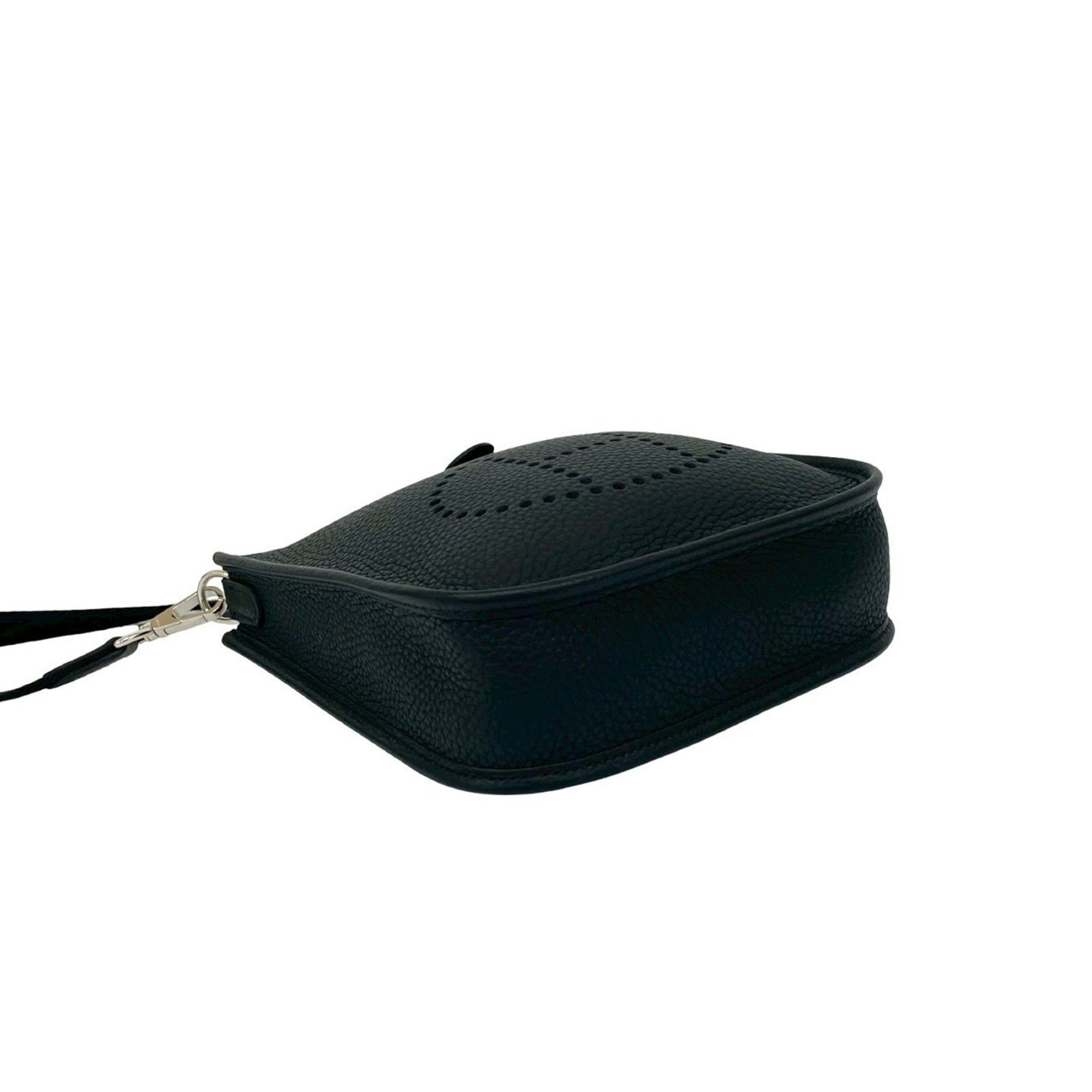 Hermes Unused U-stamped HERMES Evelyn TPM Taurillon Clemence Leather Mini Shoulder Bag in Black 64620 Size ONE SIZE - 7 Thumbnail