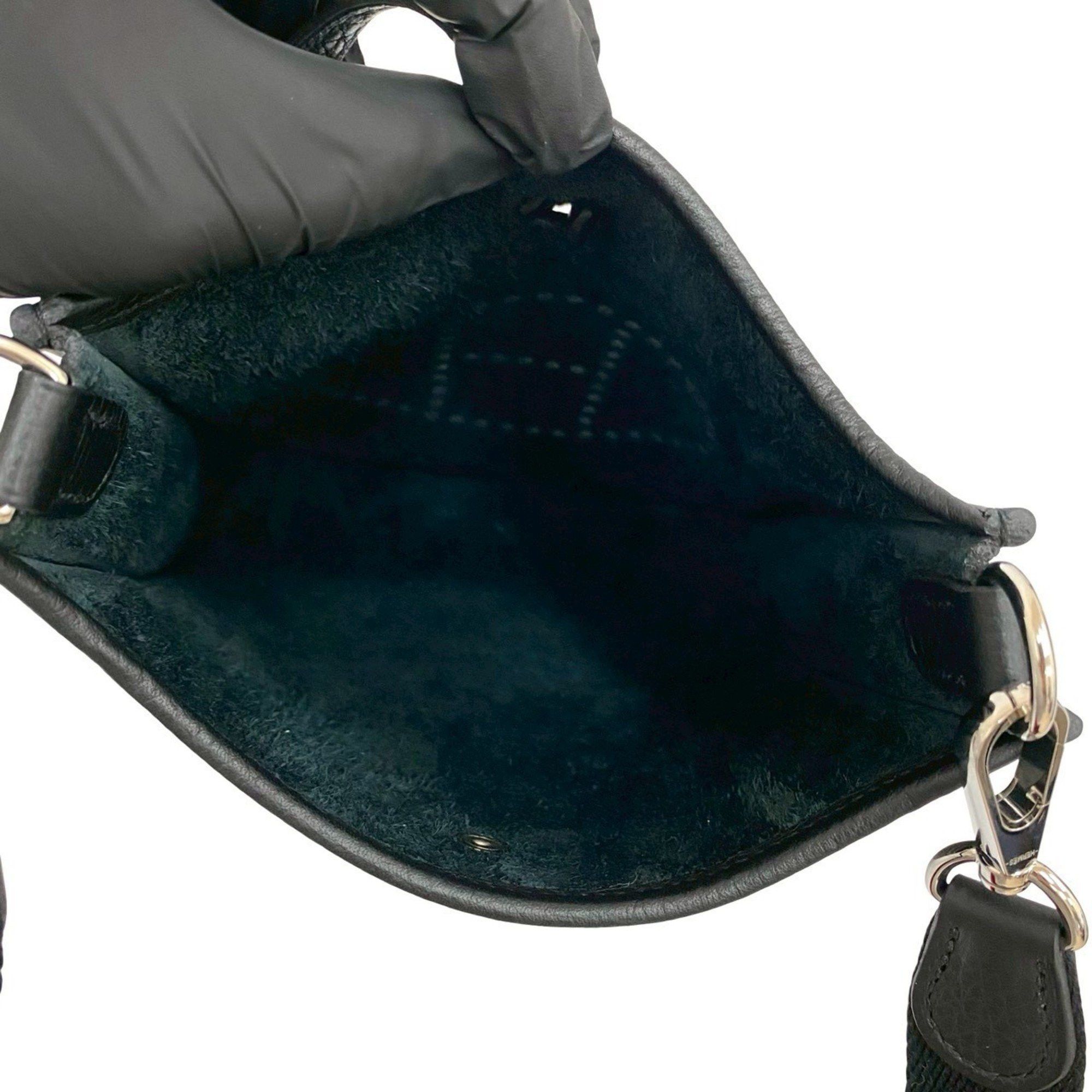 Hermes Unused U-stamped HERMES Evelyn TPM Taurillon Clemence Leather Mini Shoulder Bag in Black 64620 Size ONE SIZE - 9 Thumbnail