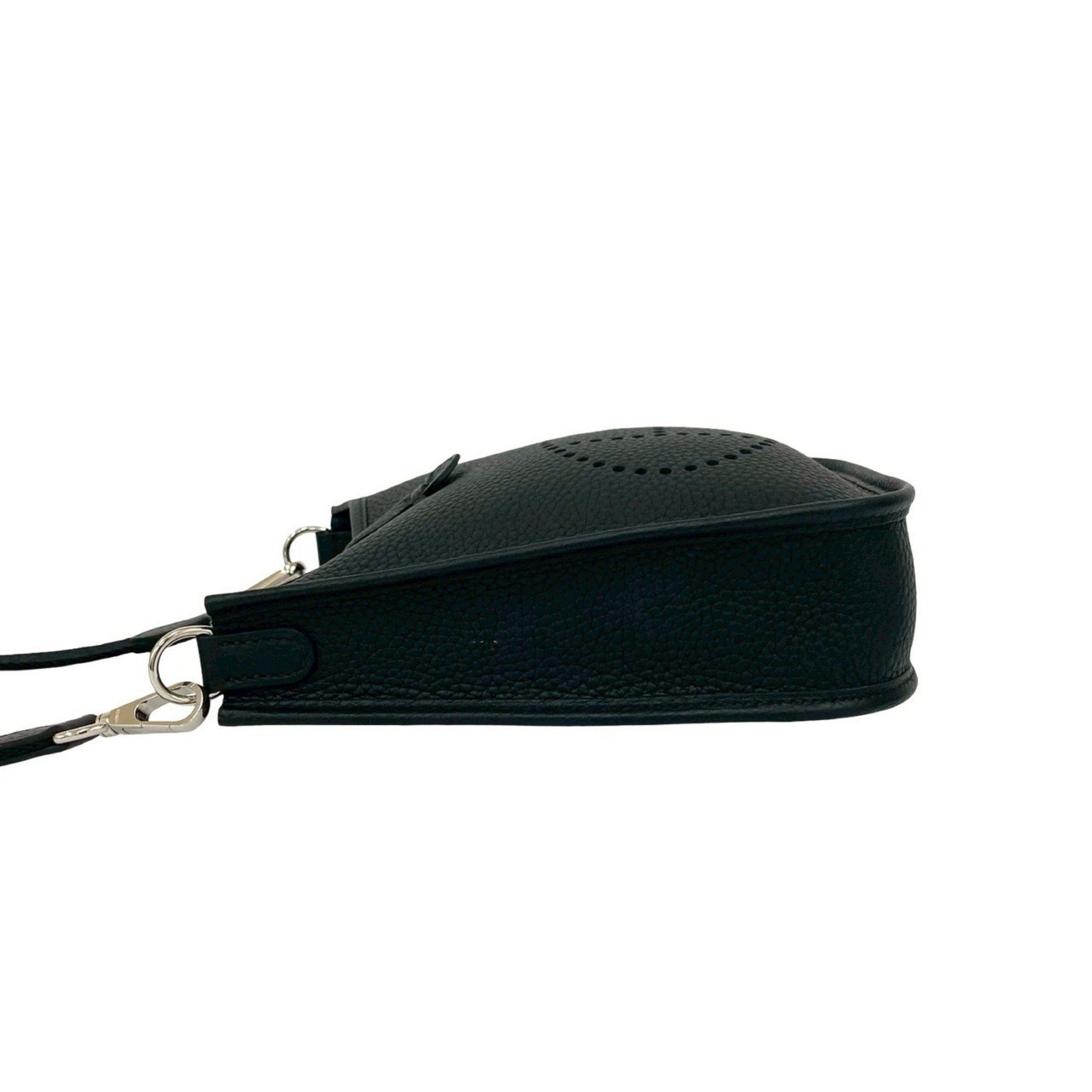 Hermes Unused U-stamped HERMES Evelyn TPM Taurillon Clemence Leather Mini Shoulder Bag in Black 64620 Size ONE SIZE - 5 Thumbnail
