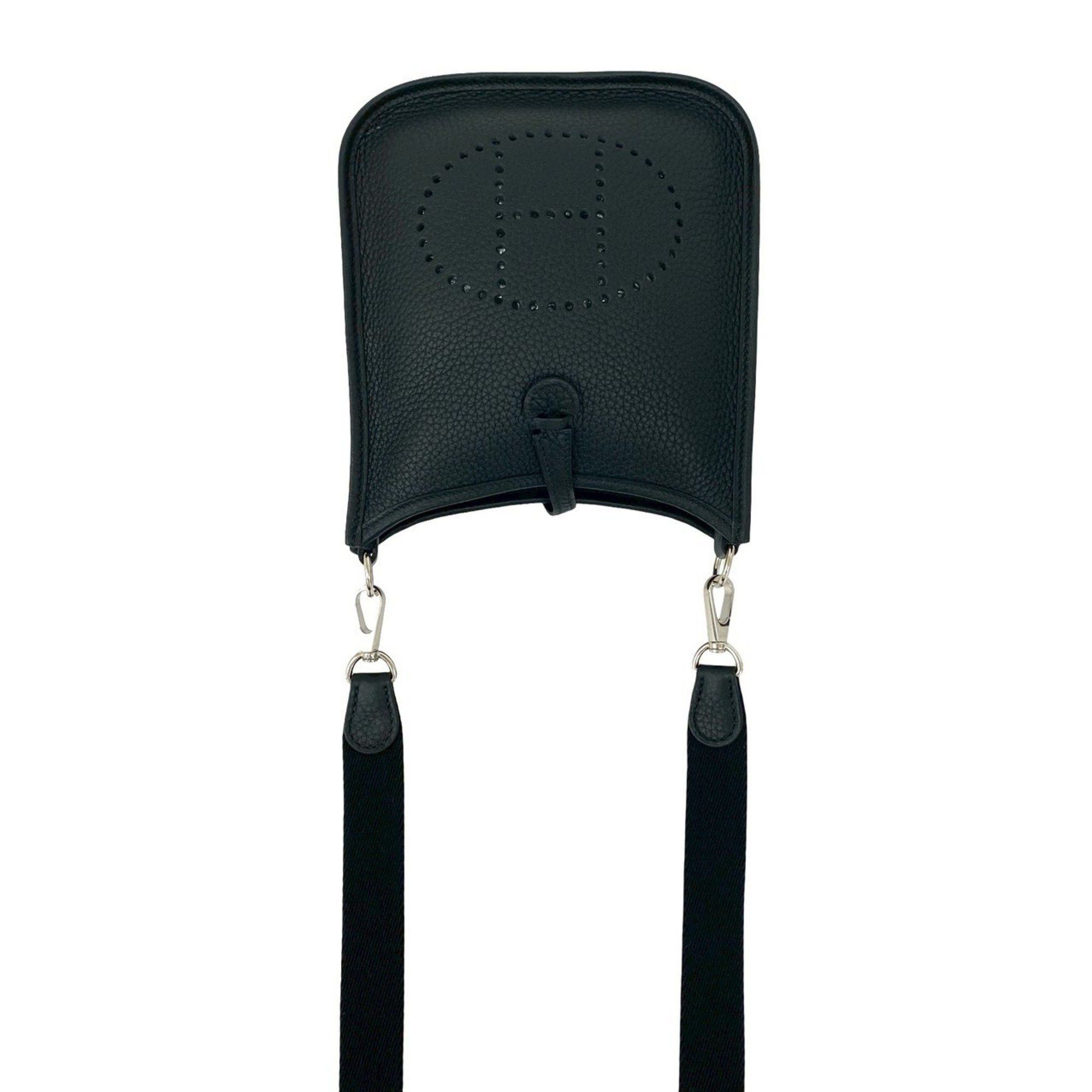 Hermes Unused U-stamped HERMES Evelyn TPM Taurillon Clemence Leather Mini Shoulder Bag in Black 64620 Size ONE SIZE - 4 Thumbnail