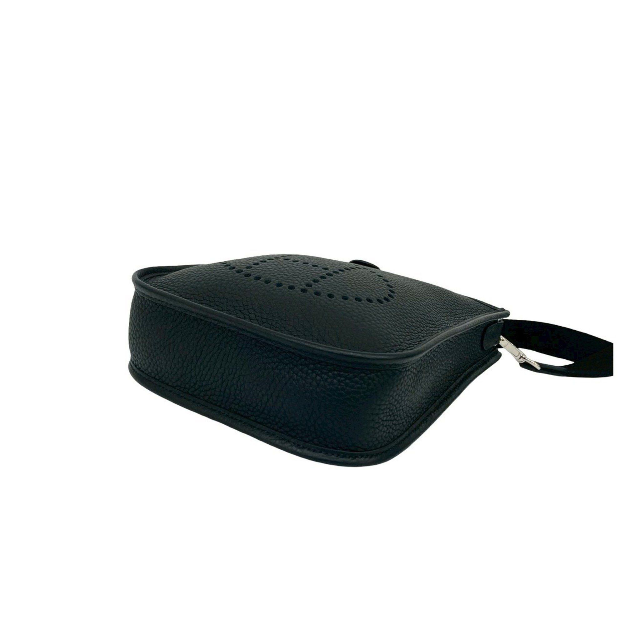 Hermes Unused U-stamped HERMES Evelyn TPM Taurillon Clemence Leather Mini Shoulder Bag in Black 64620 Size ONE SIZE - 8 Thumbnail