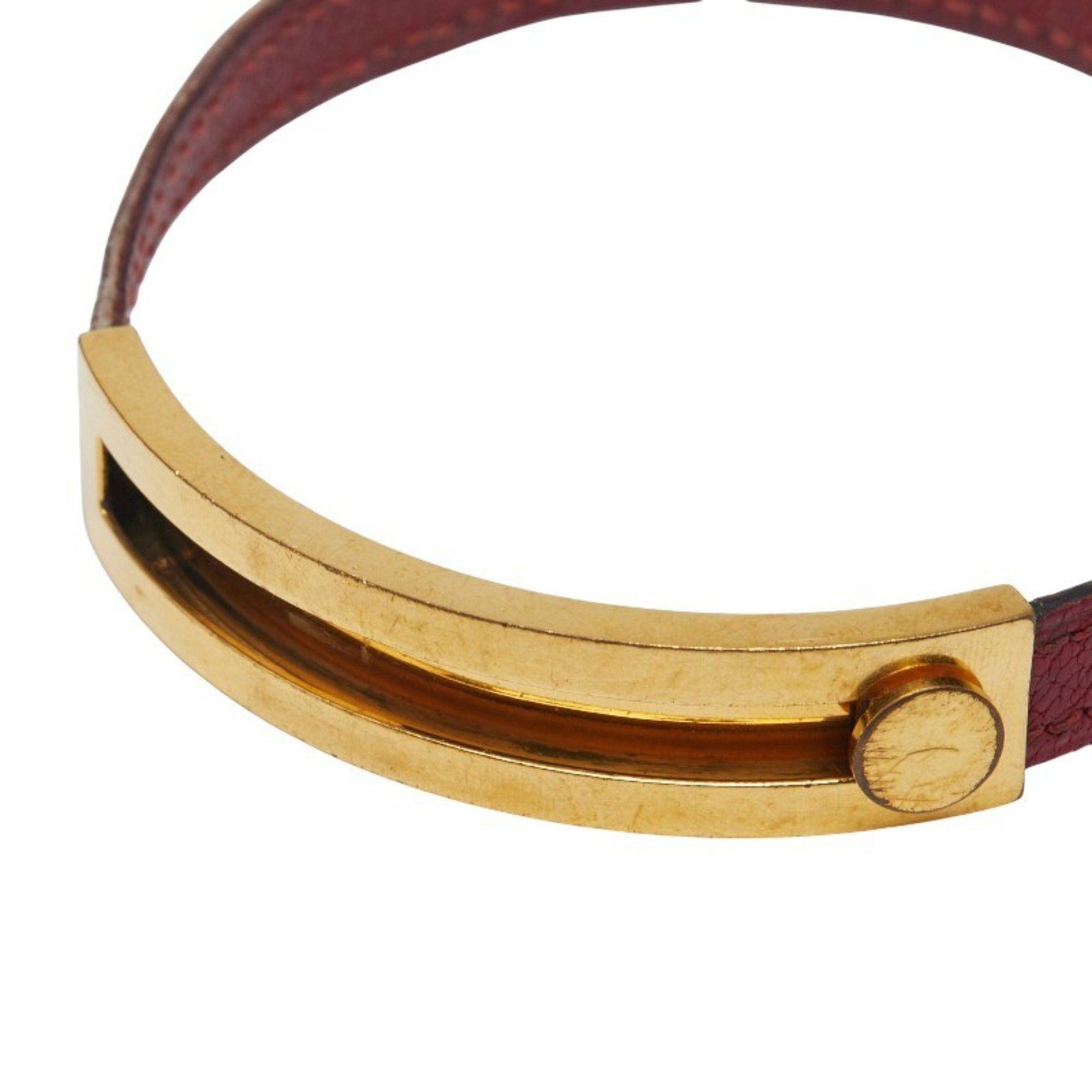 Hermes Hermes Puspus Bangle Red Leather Women's HERMES Size ONE SIZE - 3 Thumbnail