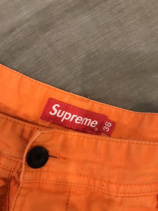 Supreme supreme orange heavy duty work shorts | Grailed