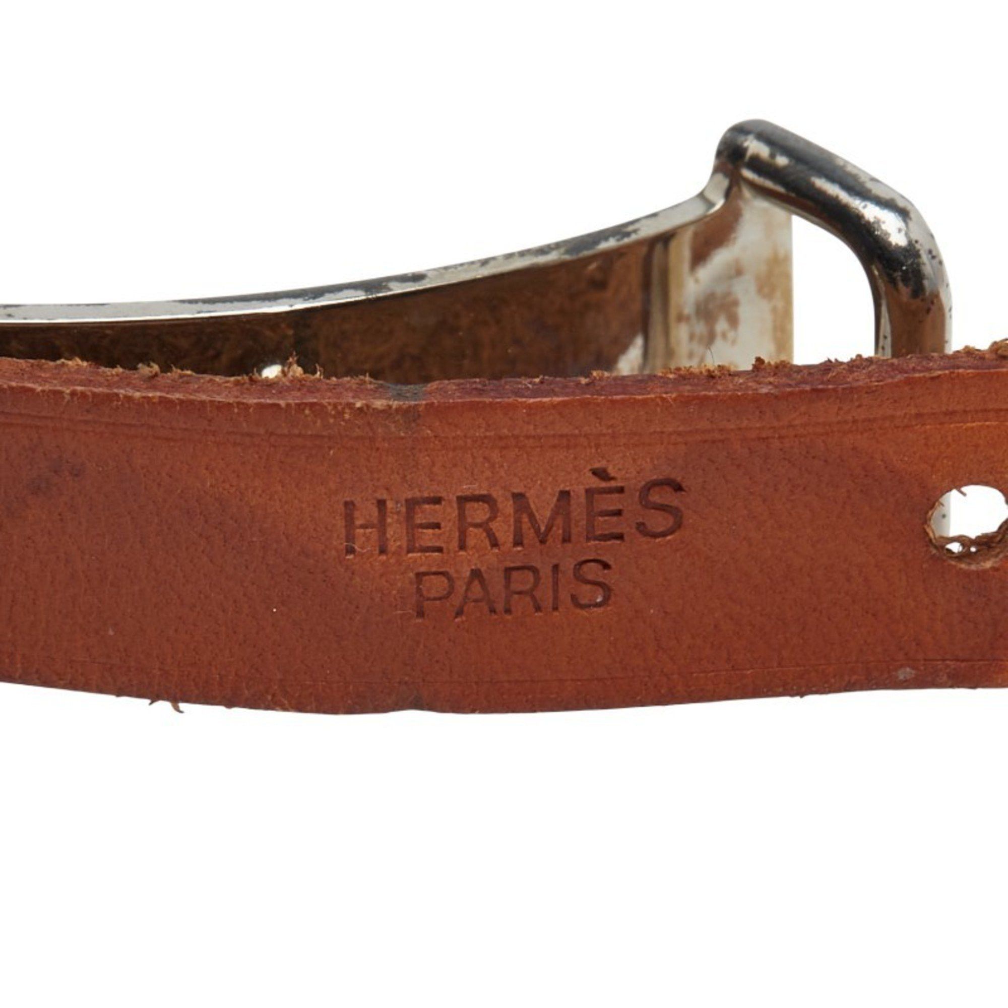 Hermes Hermès Api II Bracelet, Brown, Silver Hardware, Leather, Metal, Women's, HERMES Size ONE SIZE - 5 Thumbnail