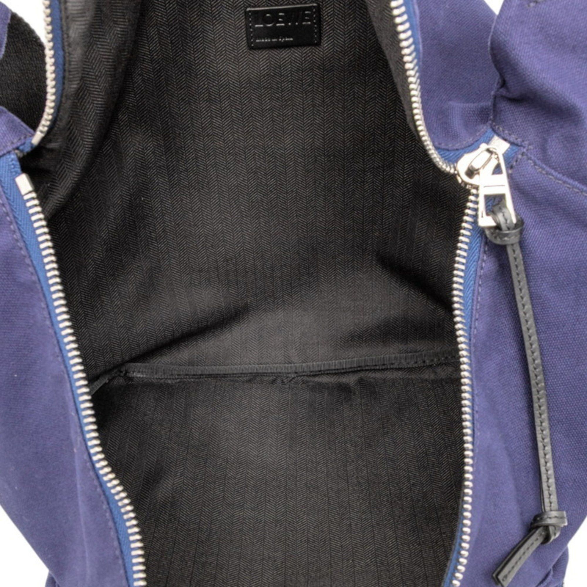 Loewe LOEWE Anagram Logo Waist Bag, Body Bum Navy, Black Canvas, Leather, Women's Size ONE SIZE - 4 Thumbnail