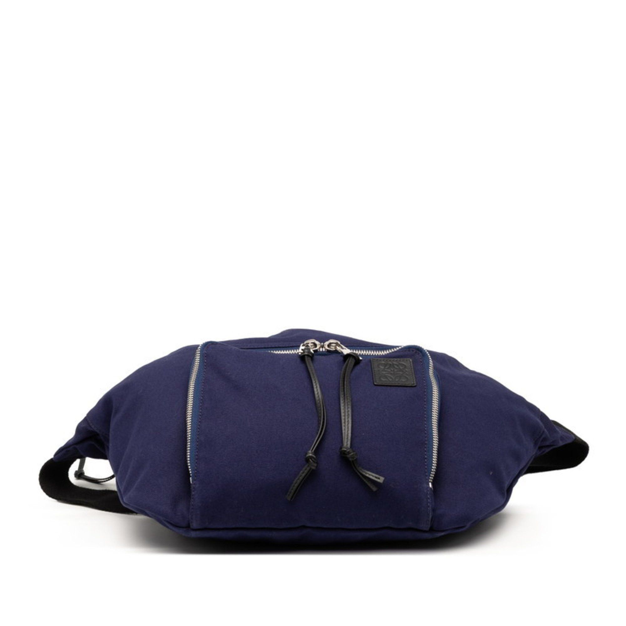 Loewe LOEWE Anagram Logo Waist Bag, Body Bum Navy, Black Canvas, Leather, Women's Size ONE SIZE - 3 Thumbnail