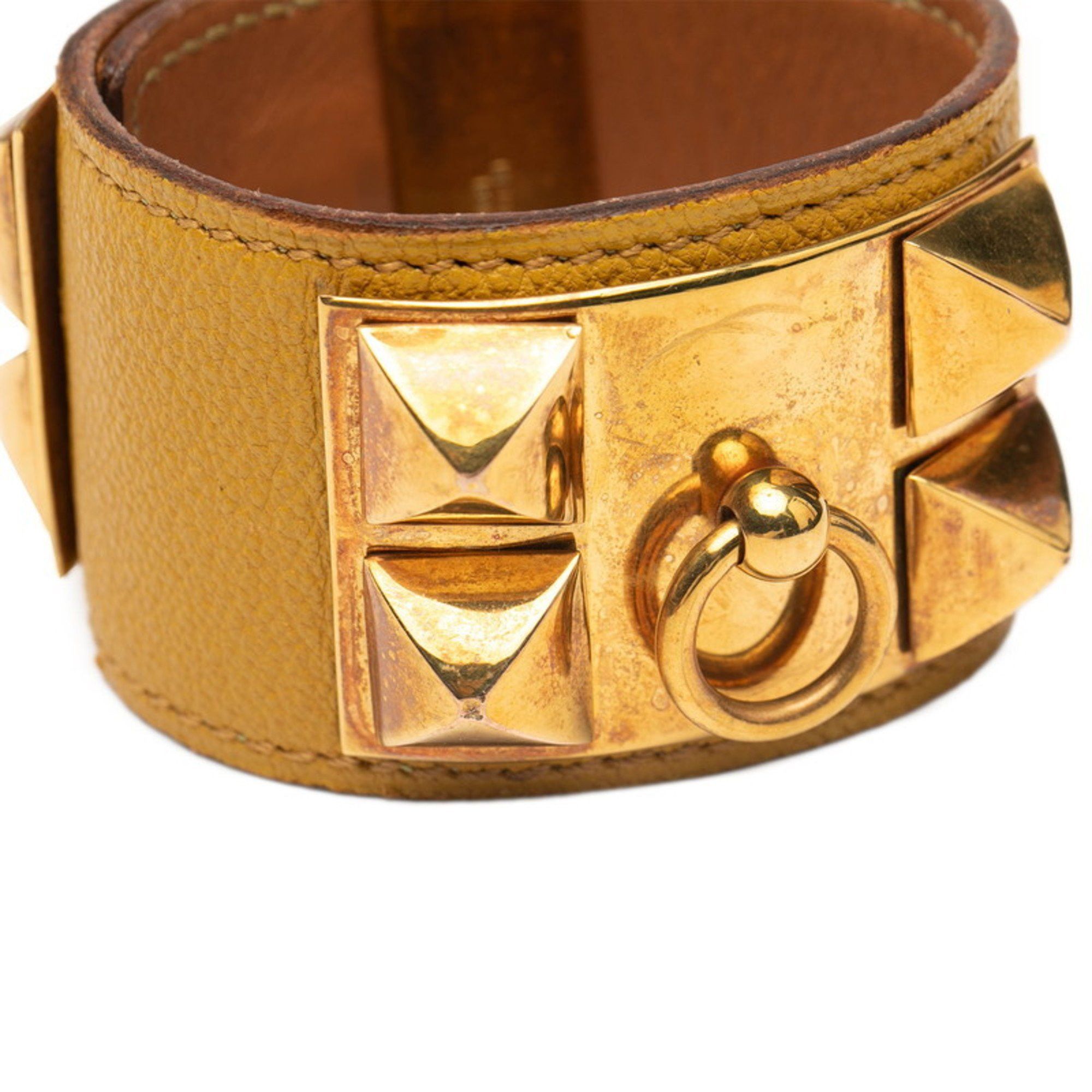 Hermes Hermes Collier de Chien Bracelet in Yellow Gold and Leather with Plated Design for Women Size ONE SIZE - 5 Thumbnail