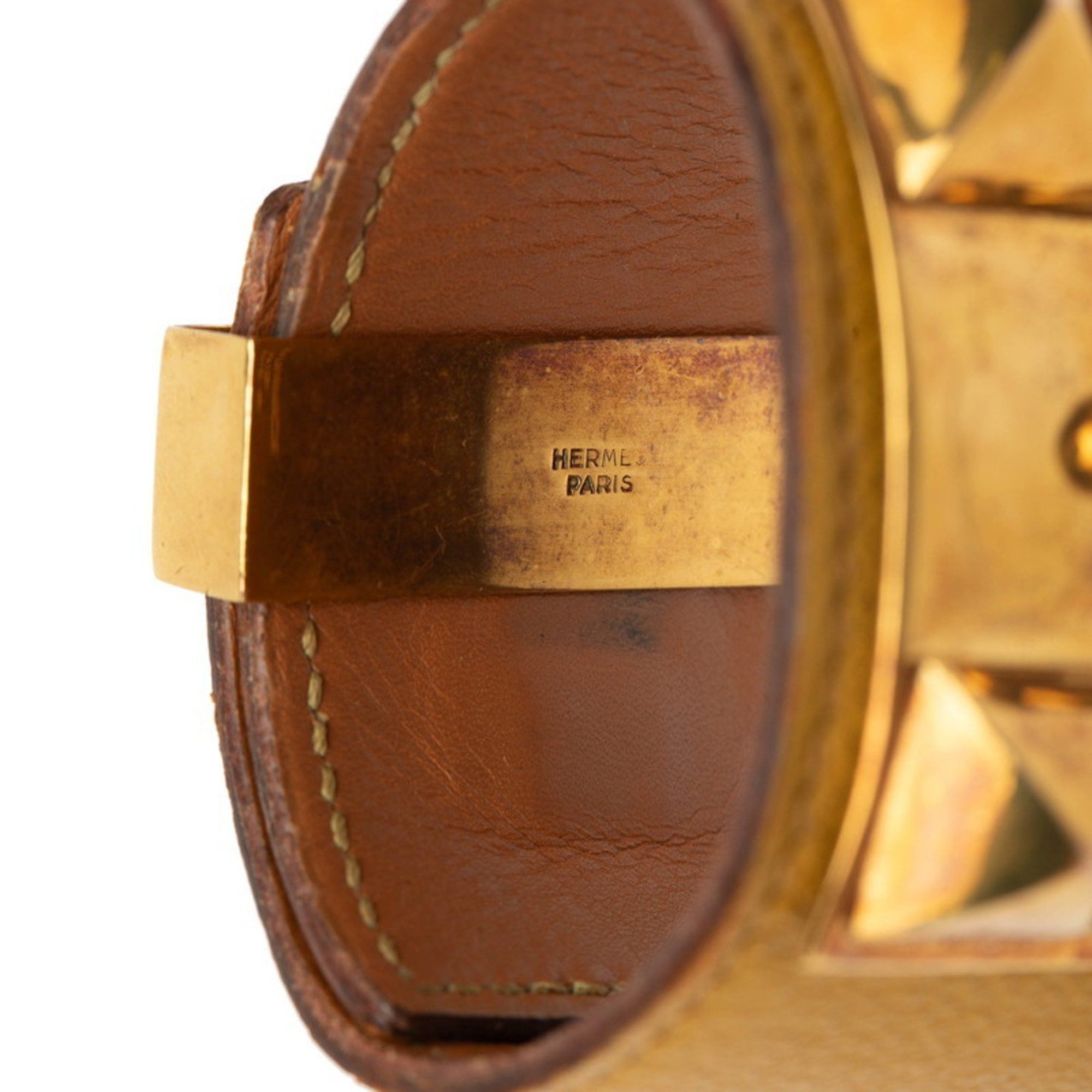 Hermes Hermes Collier de Chien Bracelet in Yellow Gold and Leather with Plated Design for Women Size ONE SIZE - 6 Thumbnail