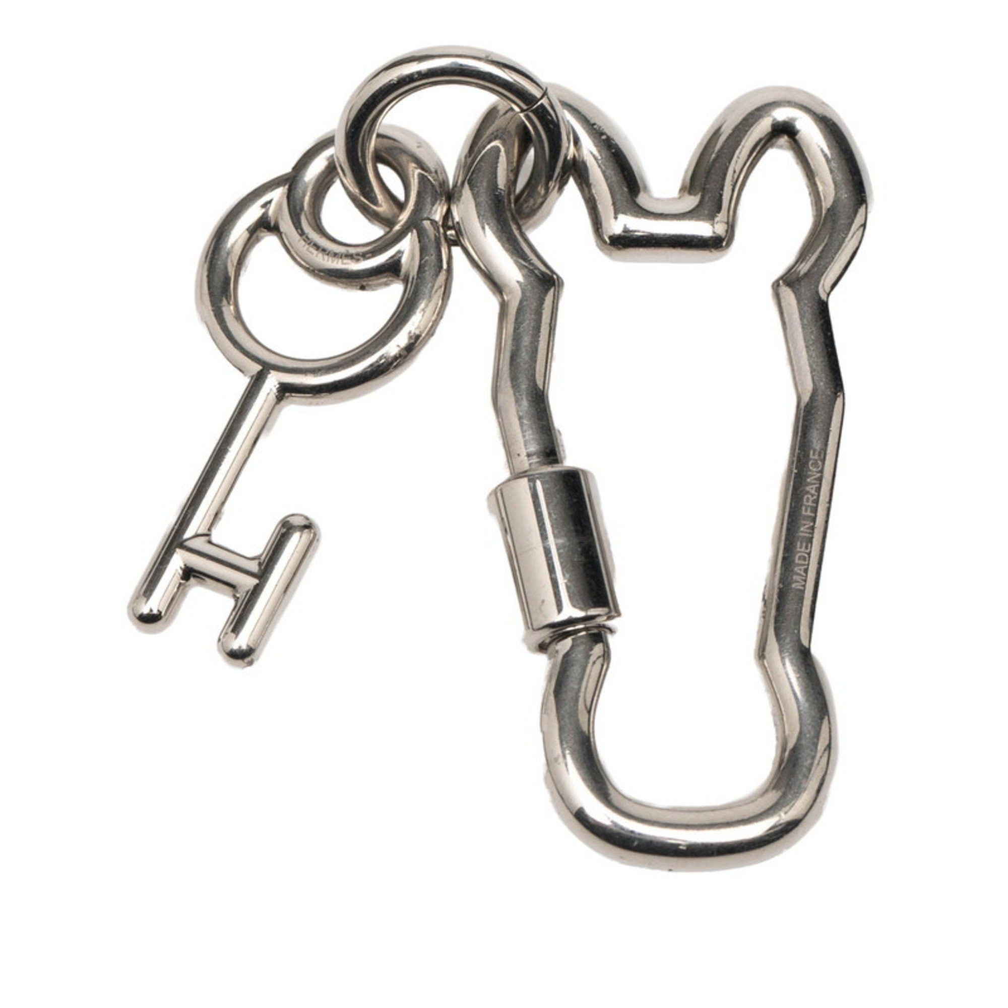 Hermes Hermes Hermès Clé Cheval Mousqueton snap hook keychain key ring in silver metal for women. Size ONE SIZE - 2 Thumbnail