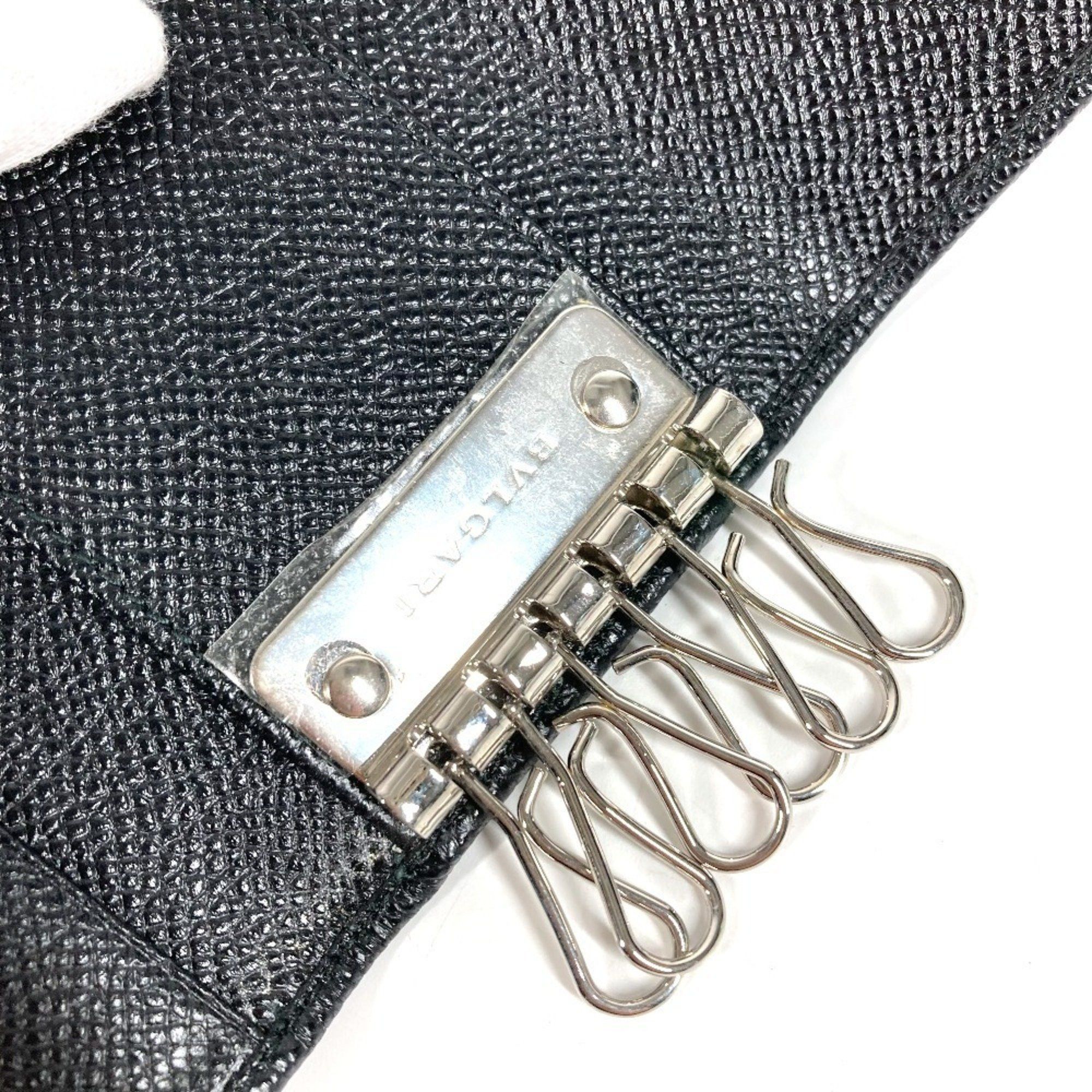 Bvlgari Bvlgari 6-ring logo key case, leather, black, for men and women. Size ONE SIZE - 4 Thumbnail