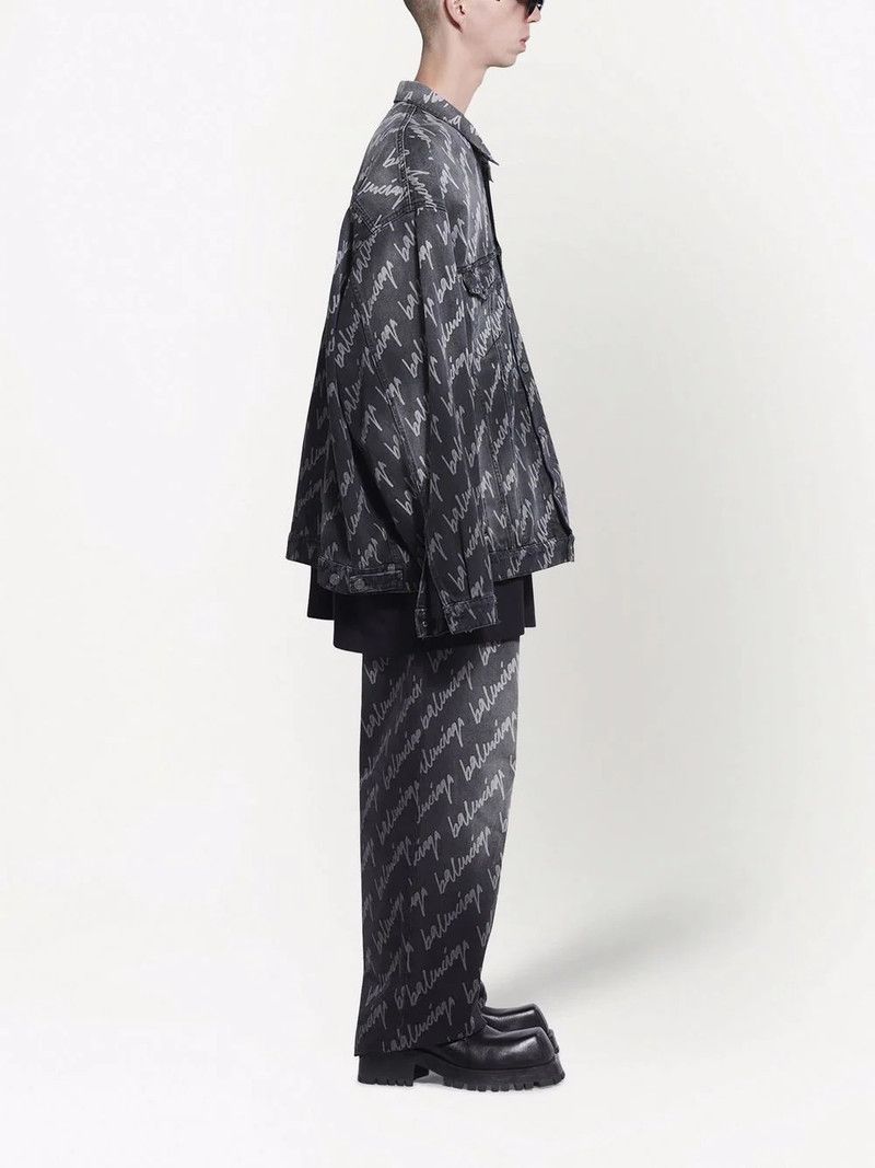 Balenciaga all-over logo oversized denim jacket in black Size US XS / EU 42 / 0 - 4 Thumbnail