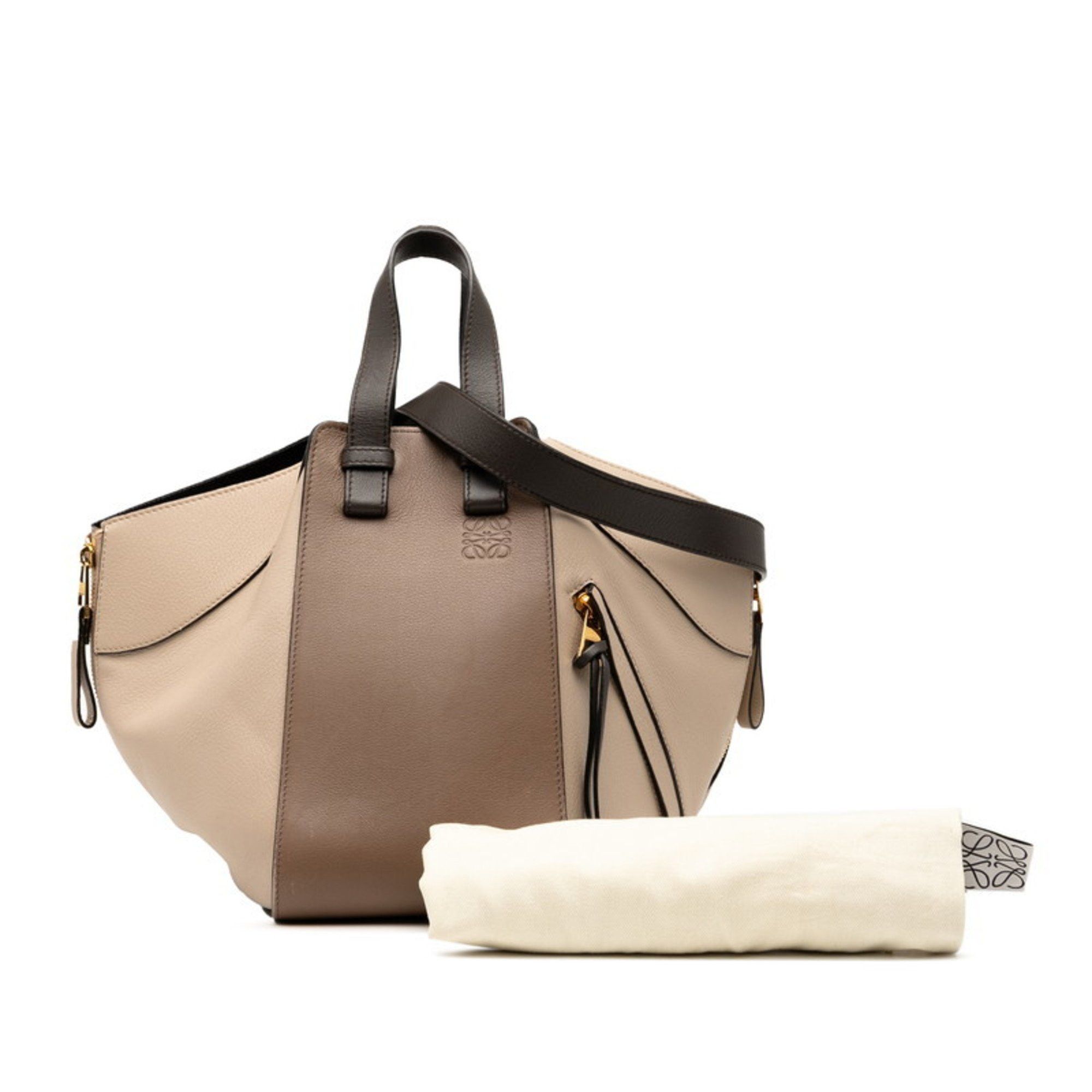 Loewe LOEWE Anagram Hammock Small Handbag/Shoulder Bag, 2-Way, Beige/Brown Leather, Women's Size ONE SIZE - 7 Thumbnail