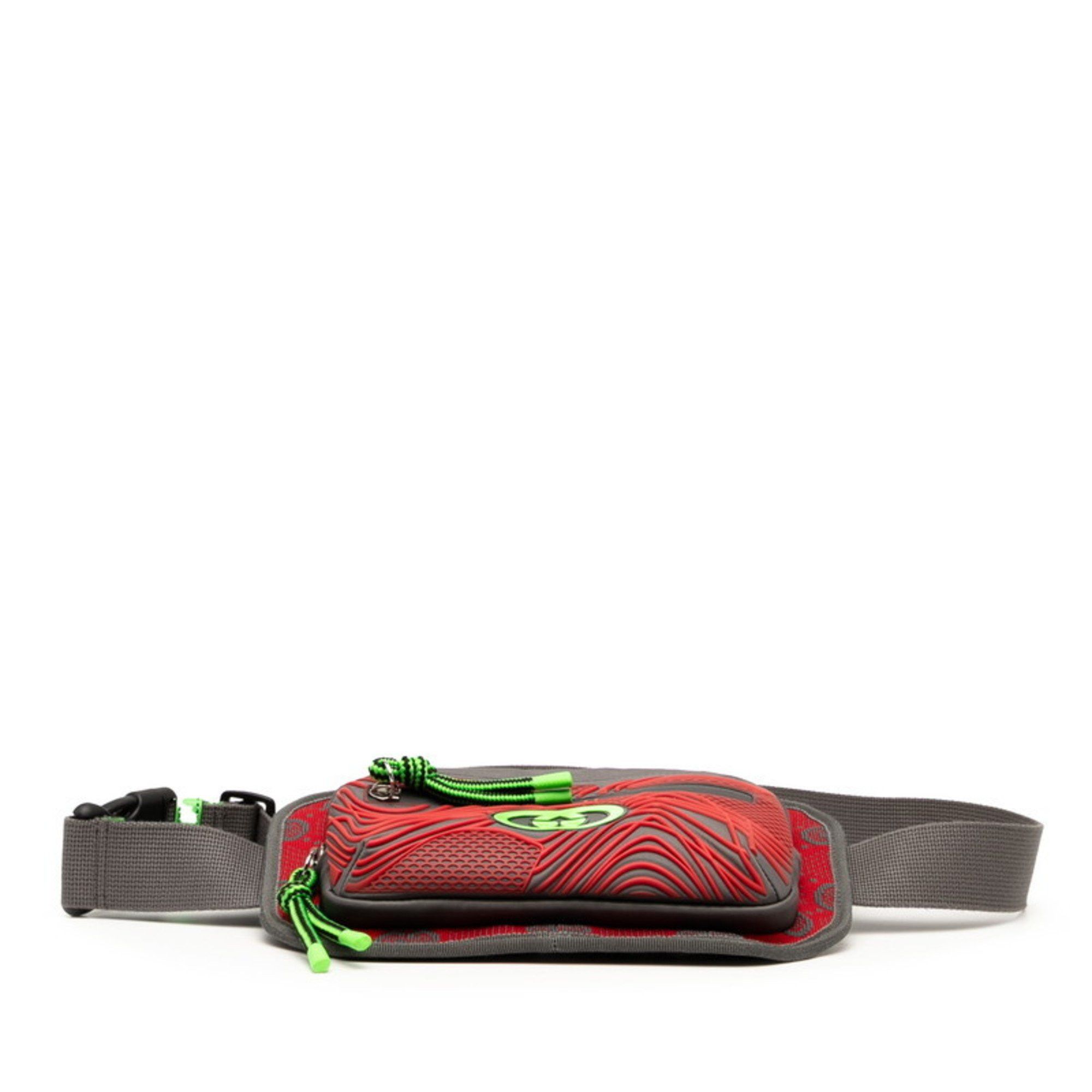 Gucci Gucci GG Nylon Body Bag/Waist Bag 752102 Gray, Red, Green, Nylon, Rubber, Women's GUCCI Size ONE SIZE - 3 Thumbnail