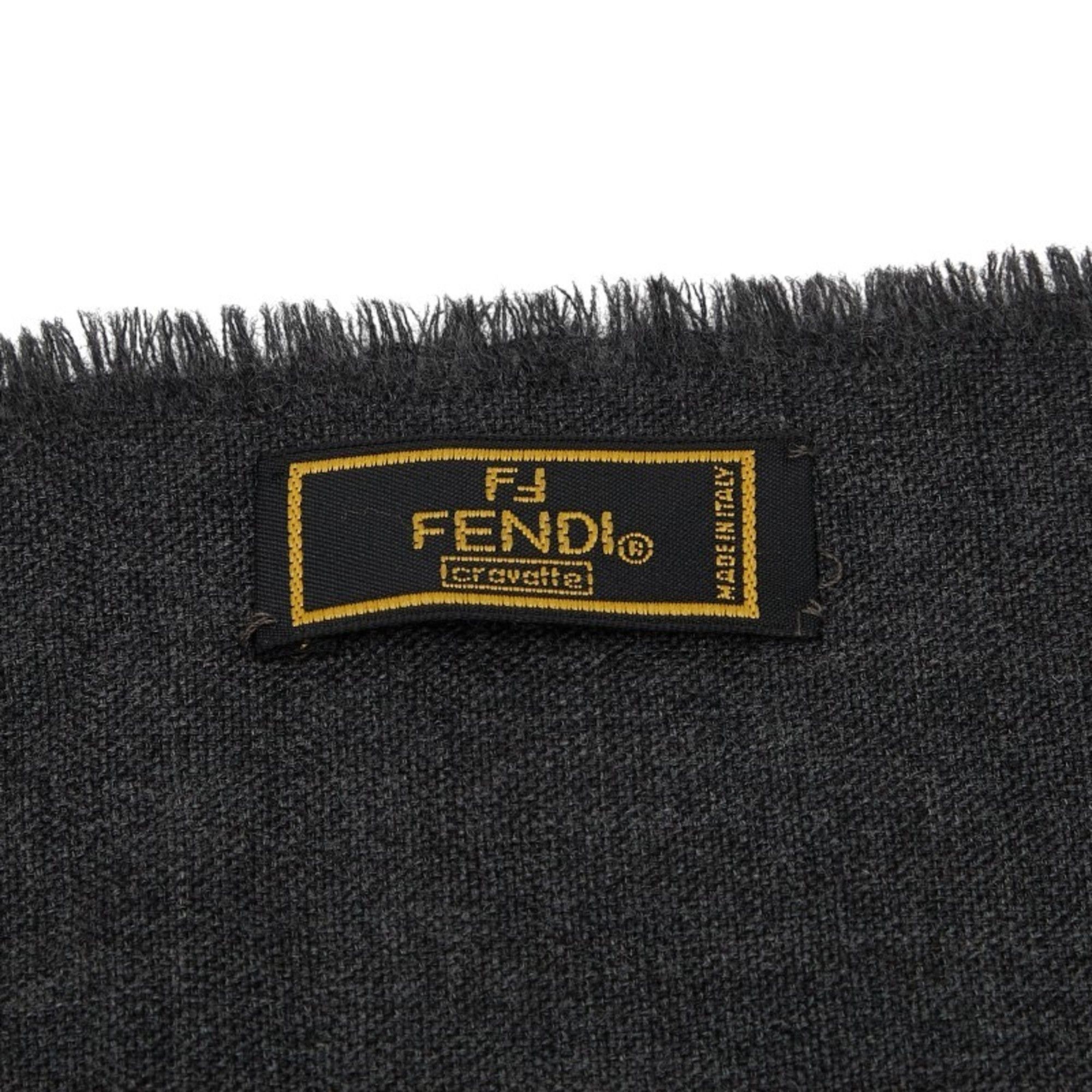 Fendi Fendi logo fringe scarf, grey wool, women's Size ONE SIZE - 4 Thumbnail