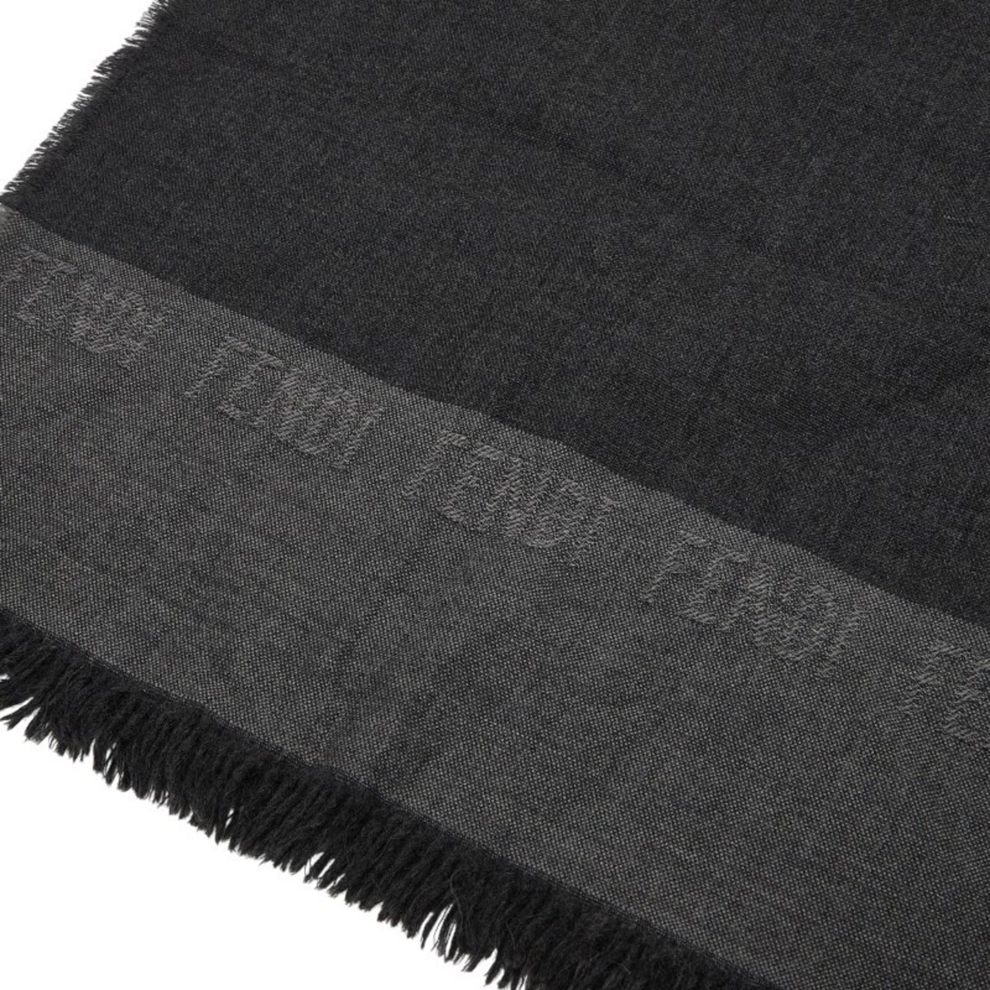 Fendi Fendi logo fringe scarf, grey wool, women's Size ONE SIZE - 2 Thumbnail
