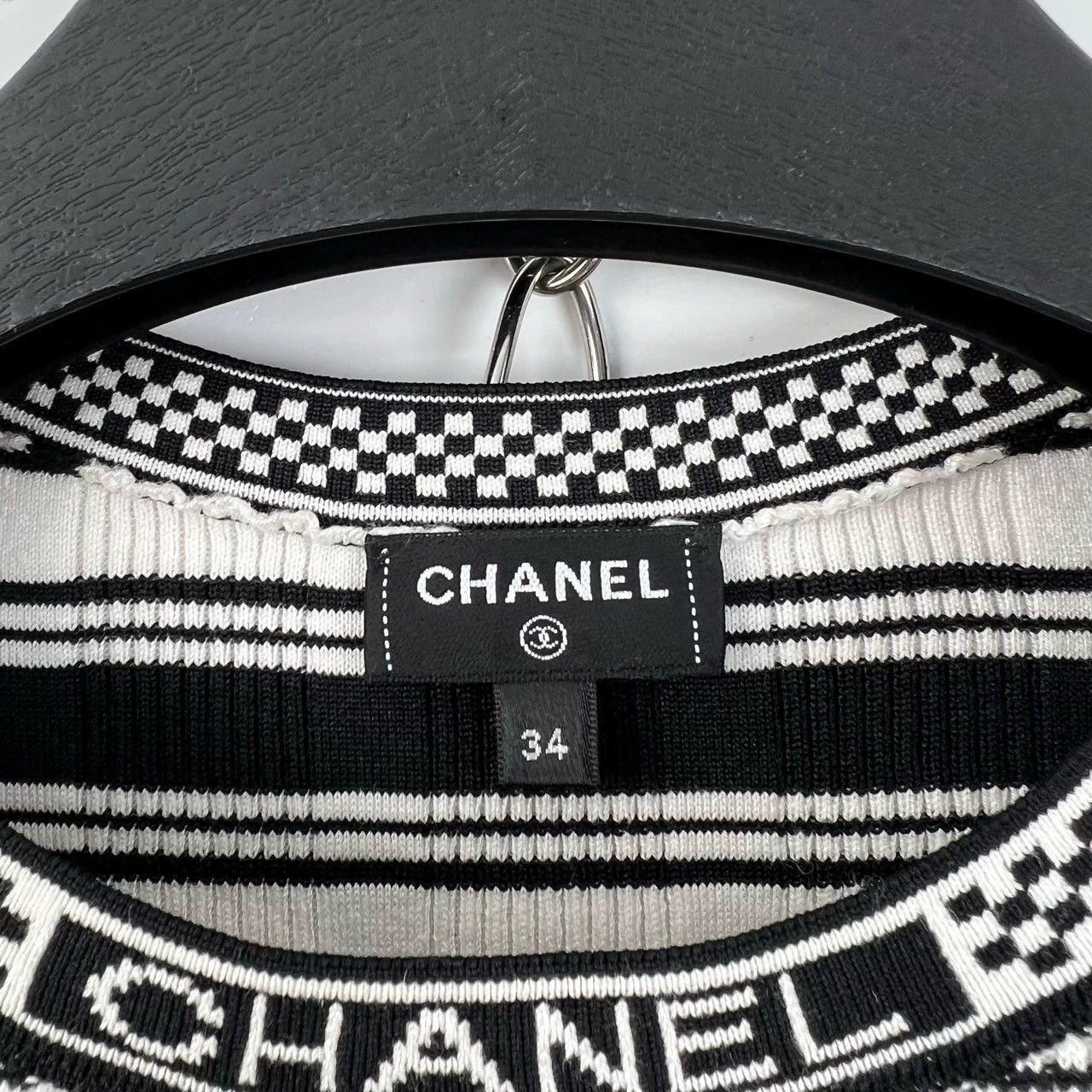 Chanel Chanel Black White Stripe Logo Knit Top - dmc Size US S / EU 44-46 / 1 - 3 Thumbnail