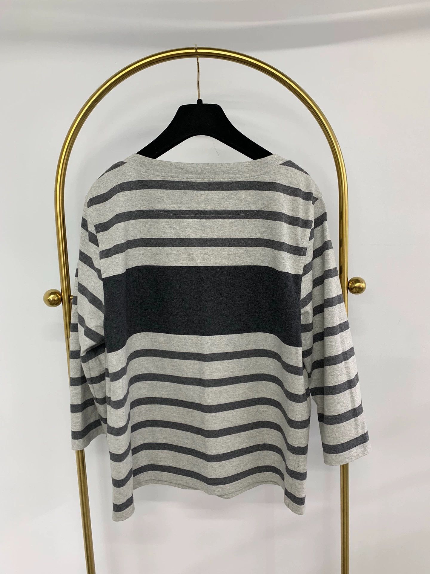 Hermes Hermes Gray Striped Long Sleeve T-shirt - dmc Size US M / EU 48-50 / 2 - 3 Thumbnail