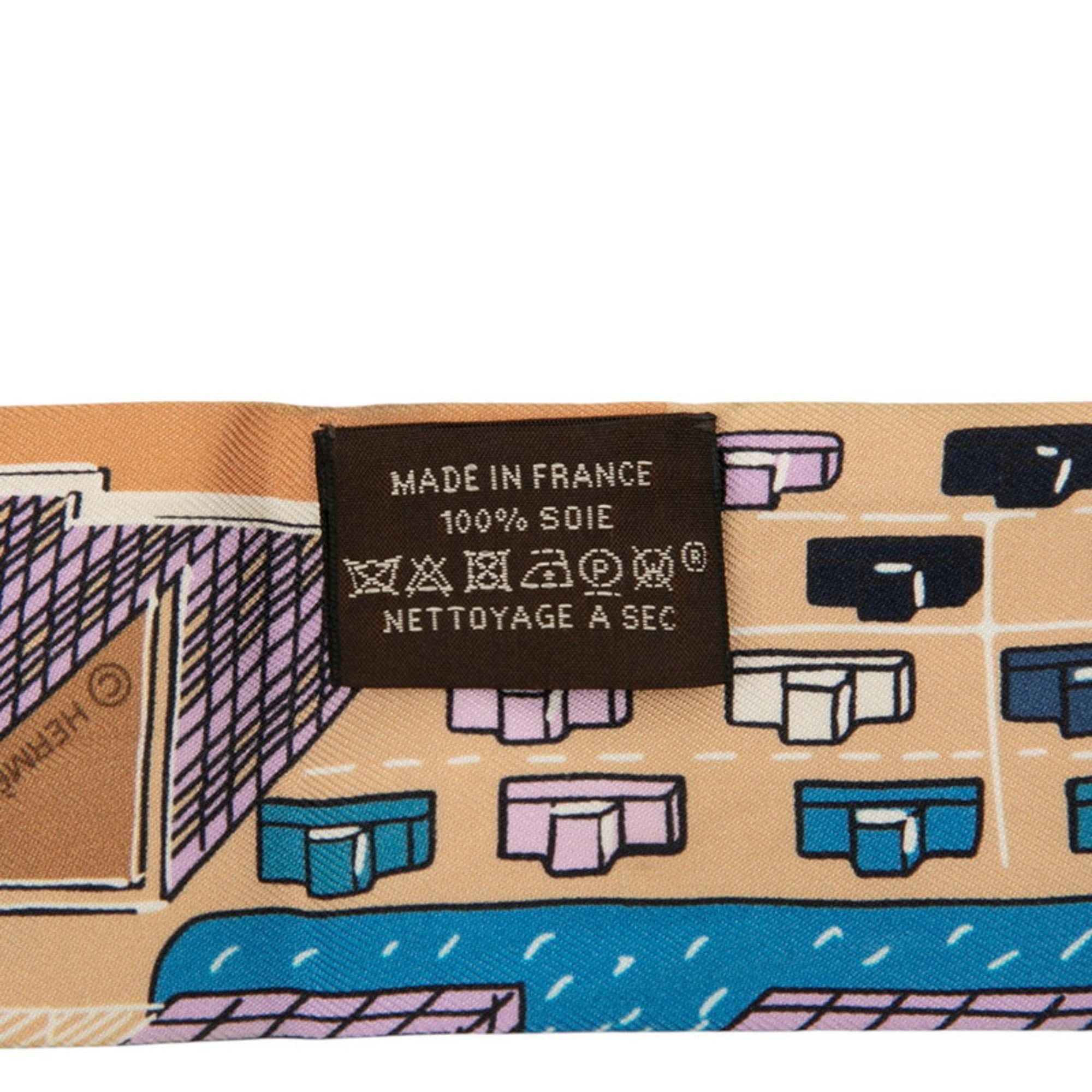 Hermes Hermès Twilly PANTIN CITY Pantin City Scarf, Brown, Blue, Multicolor, Silk, Women's, HERMES Size ONE SIZE - 5 Thumbnail