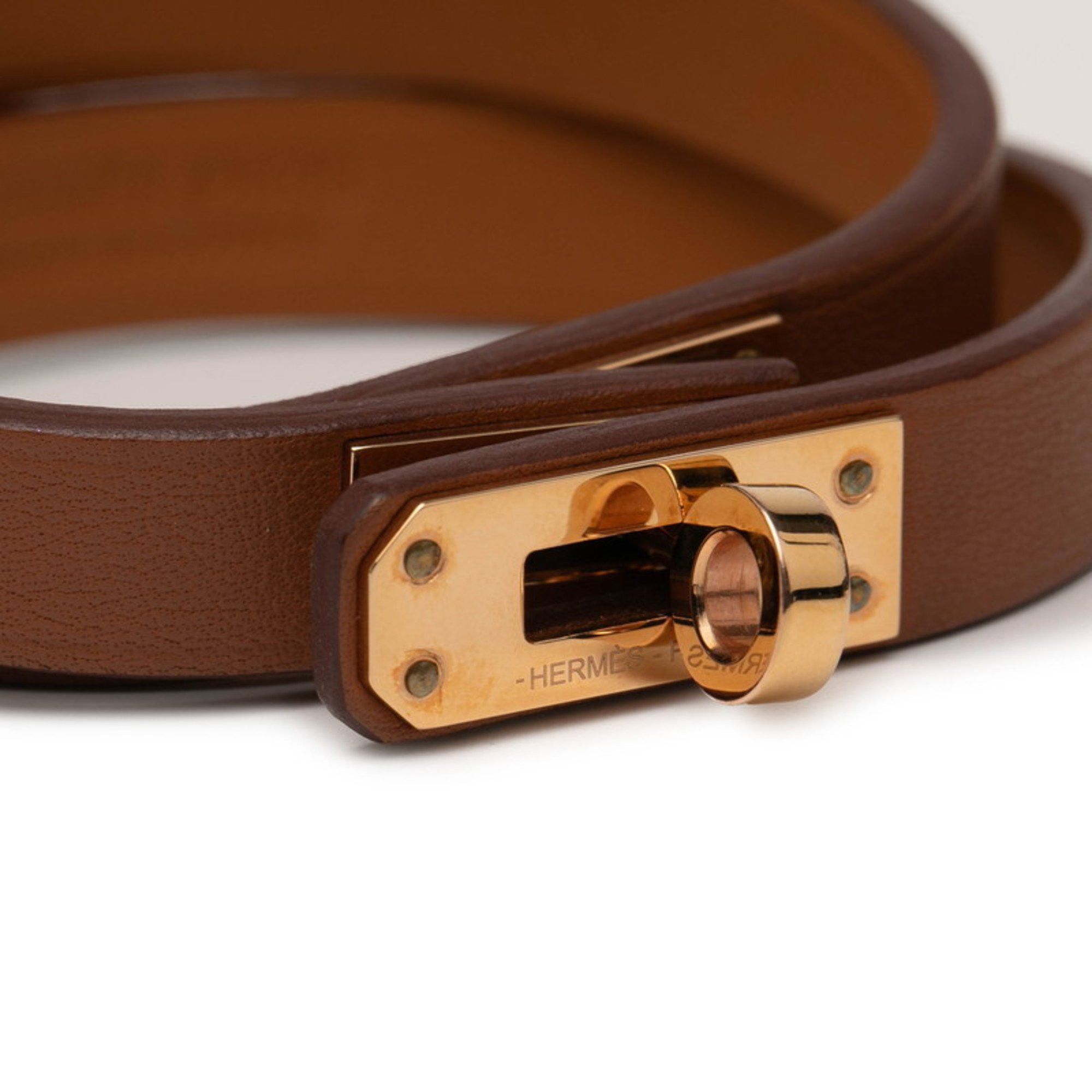 Hermes Hermes Hermès Mini Kelly Double Tour Bracelet in Brown with Gold Hardware and Swift Leather for Women Size ONE SIZE - 4 Thumbnail