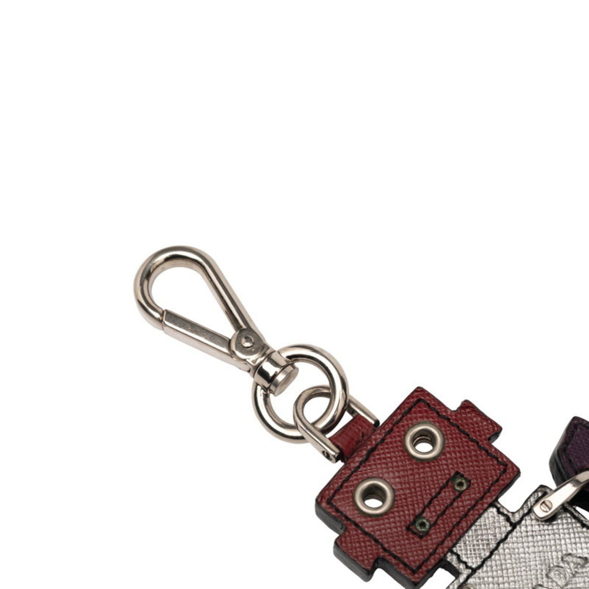Prada Prada Robot Keychain Charm in Multicolored Leather and Metal for Women Size ONE SIZE - 3 Thumbnail