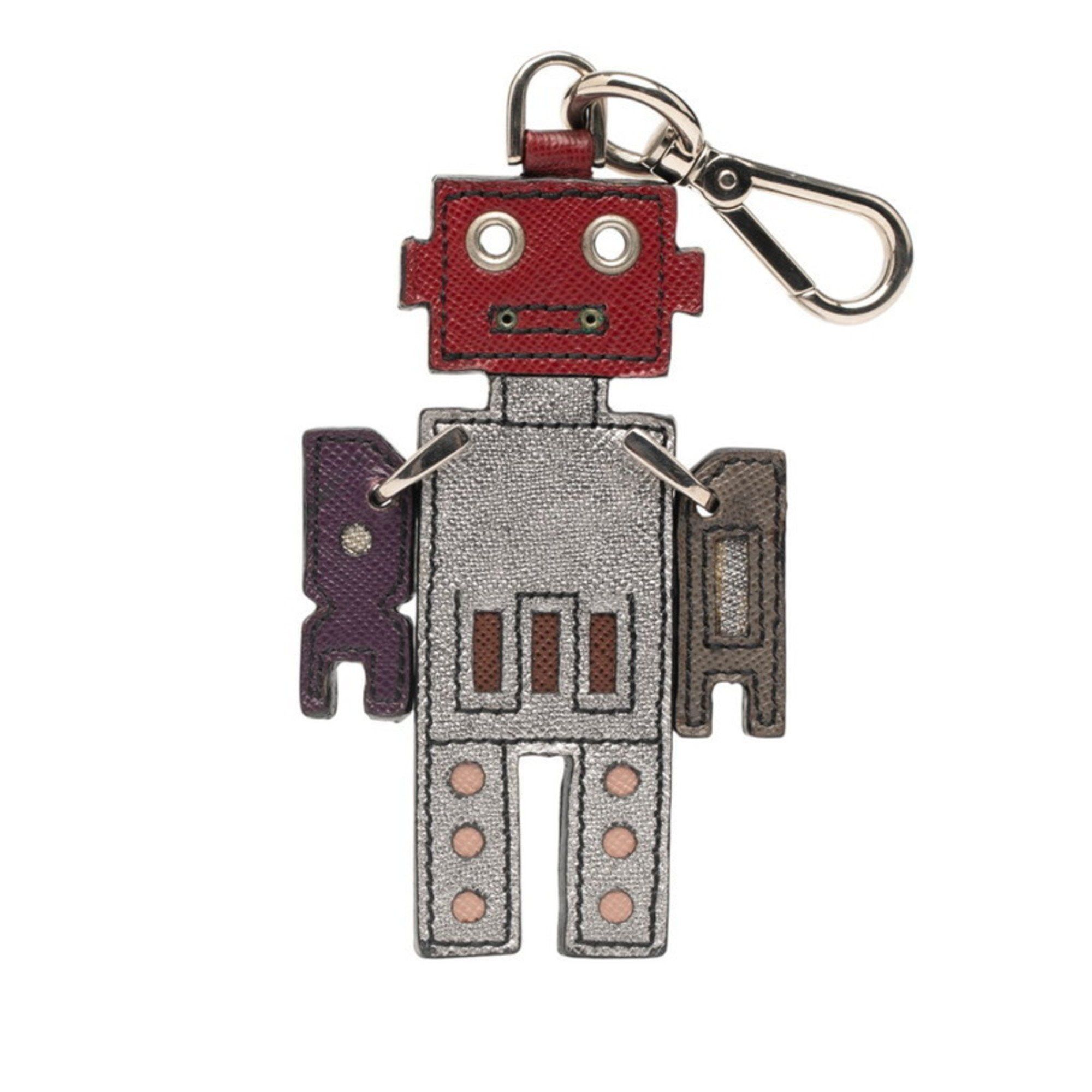 Prada Prada Robot Keychain Charm in Multicolored Leather and Metal for Women Size ONE SIZE - 2 Thumbnail