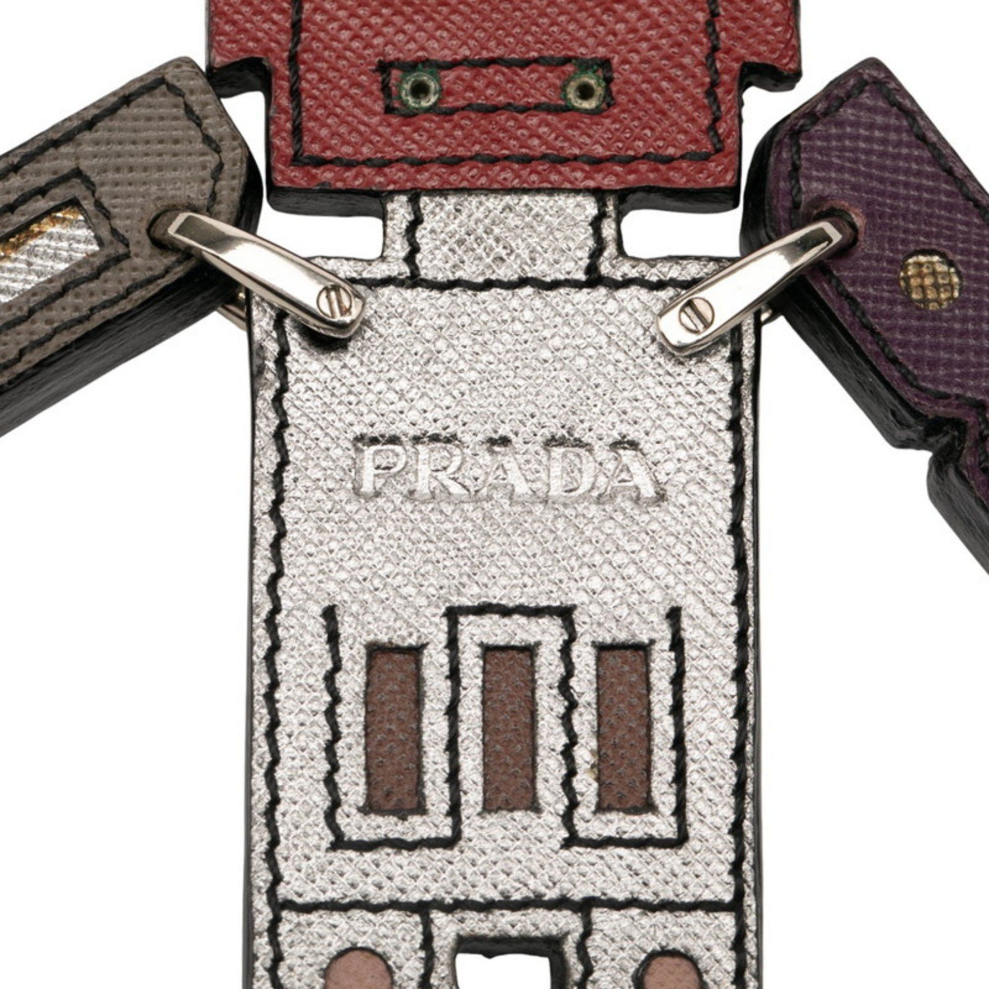 Prada Prada Robot Keychain Charm in Multicolored Leather and Metal for Women Size ONE SIZE - 4 Thumbnail