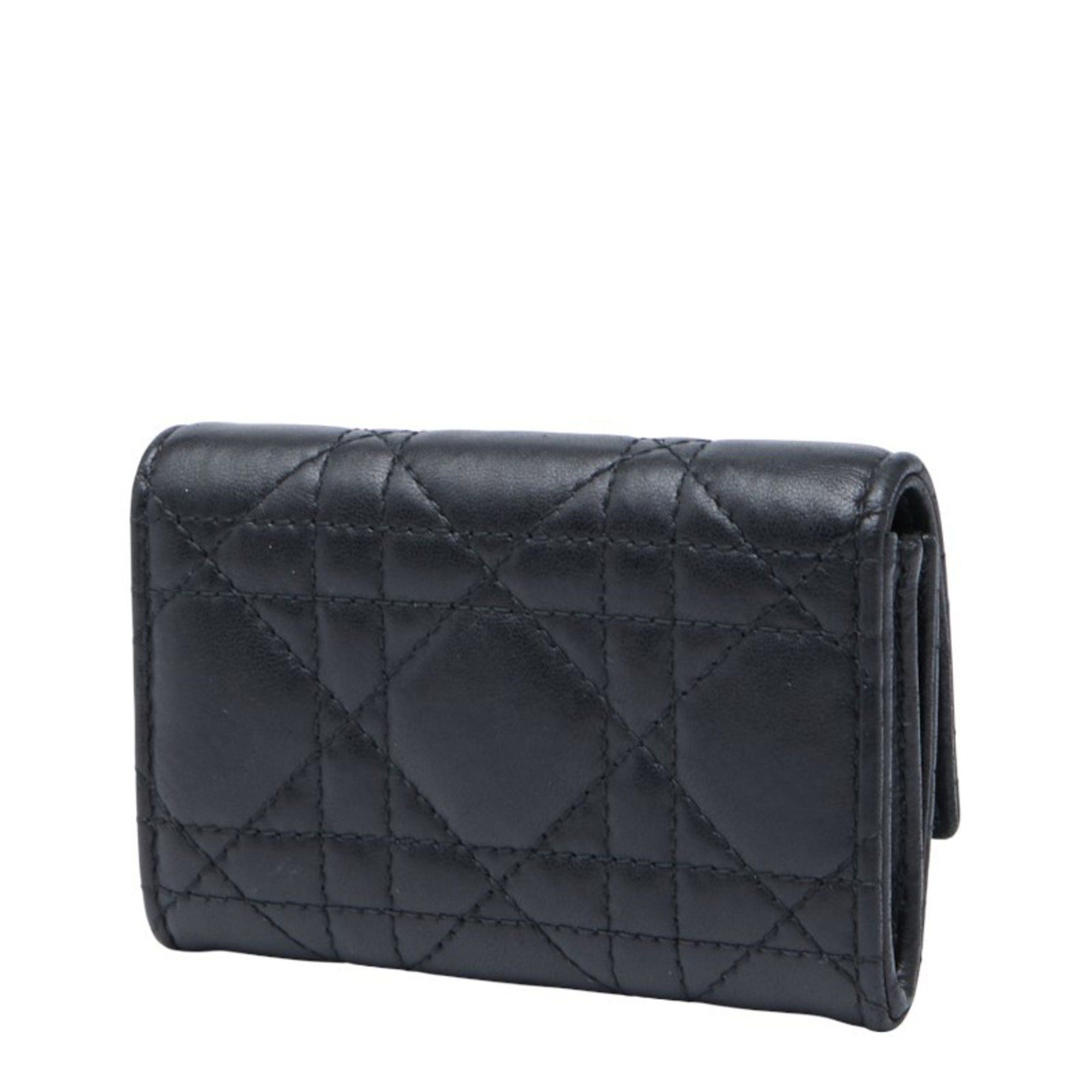 Dior Christian Dior Dior Cannage Jolie Glycine Bifold Wallet S3102UNJB Black Lambskin Women's Size ONE SIZE - 2 Thumbnail