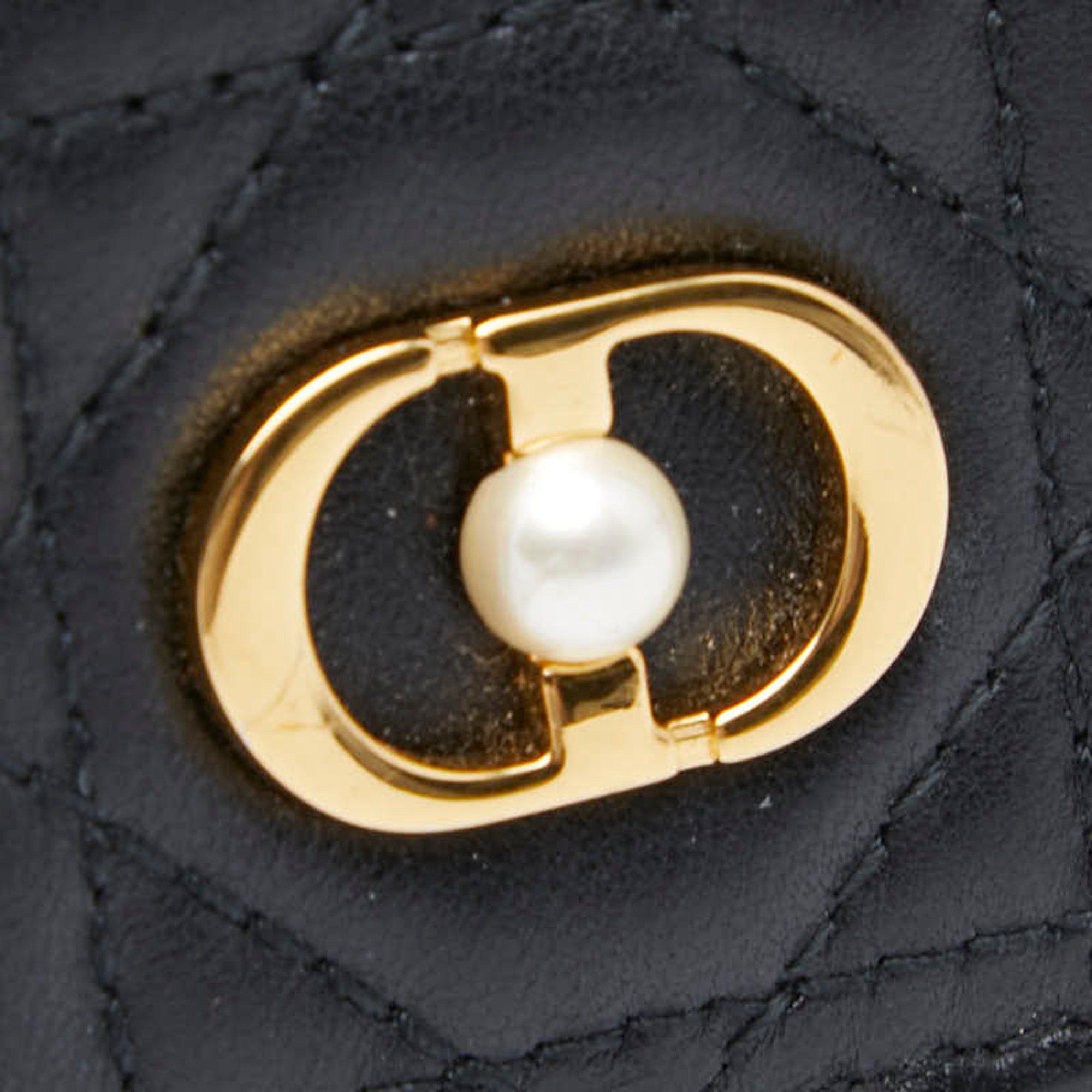 Dior Christian Dior Dior Cannage Jolie Glycine Bifold Wallet S3102UNJB Black Lambskin Women's Size ONE SIZE - 7 Thumbnail