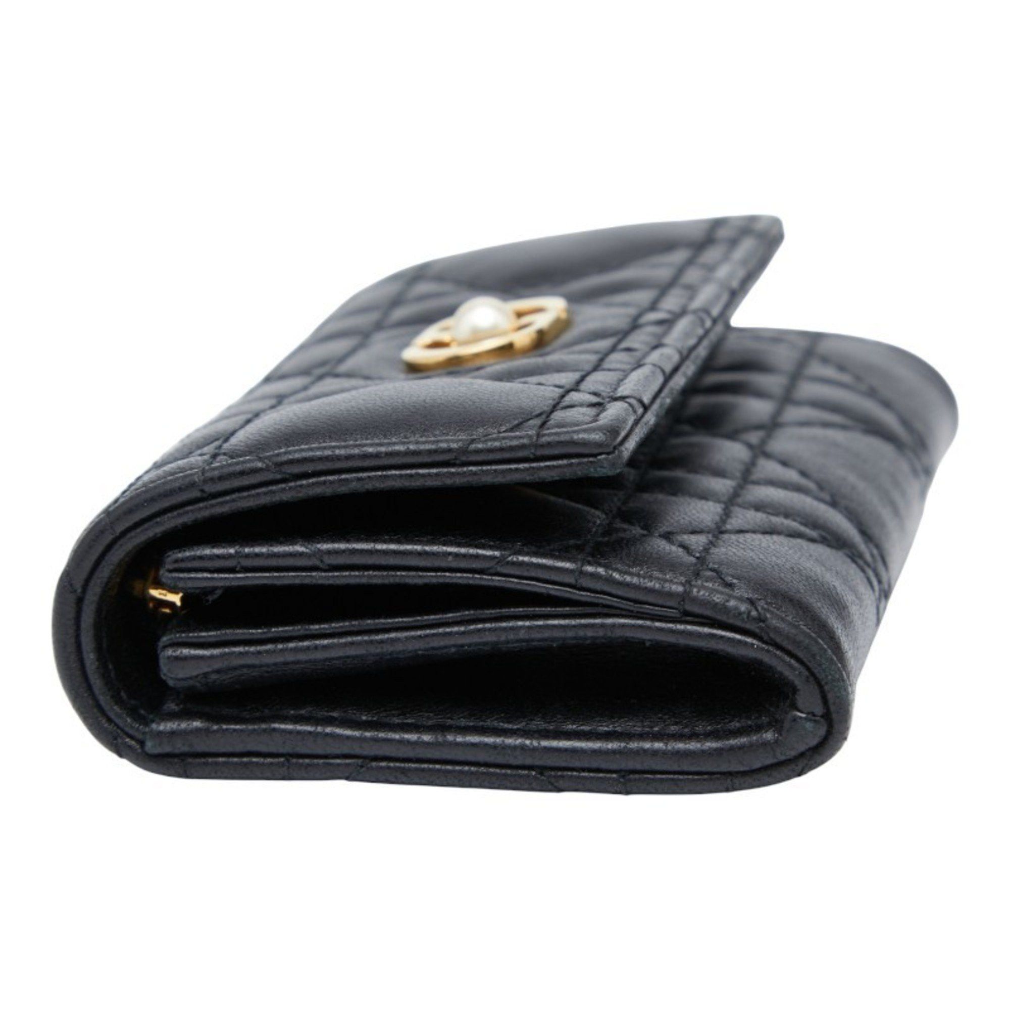 Dior Christian Dior Dior Cannage Jolie Glycine Bifold Wallet S3102UNJB Black Lambskin Women's Size ONE SIZE - 4 Thumbnail
