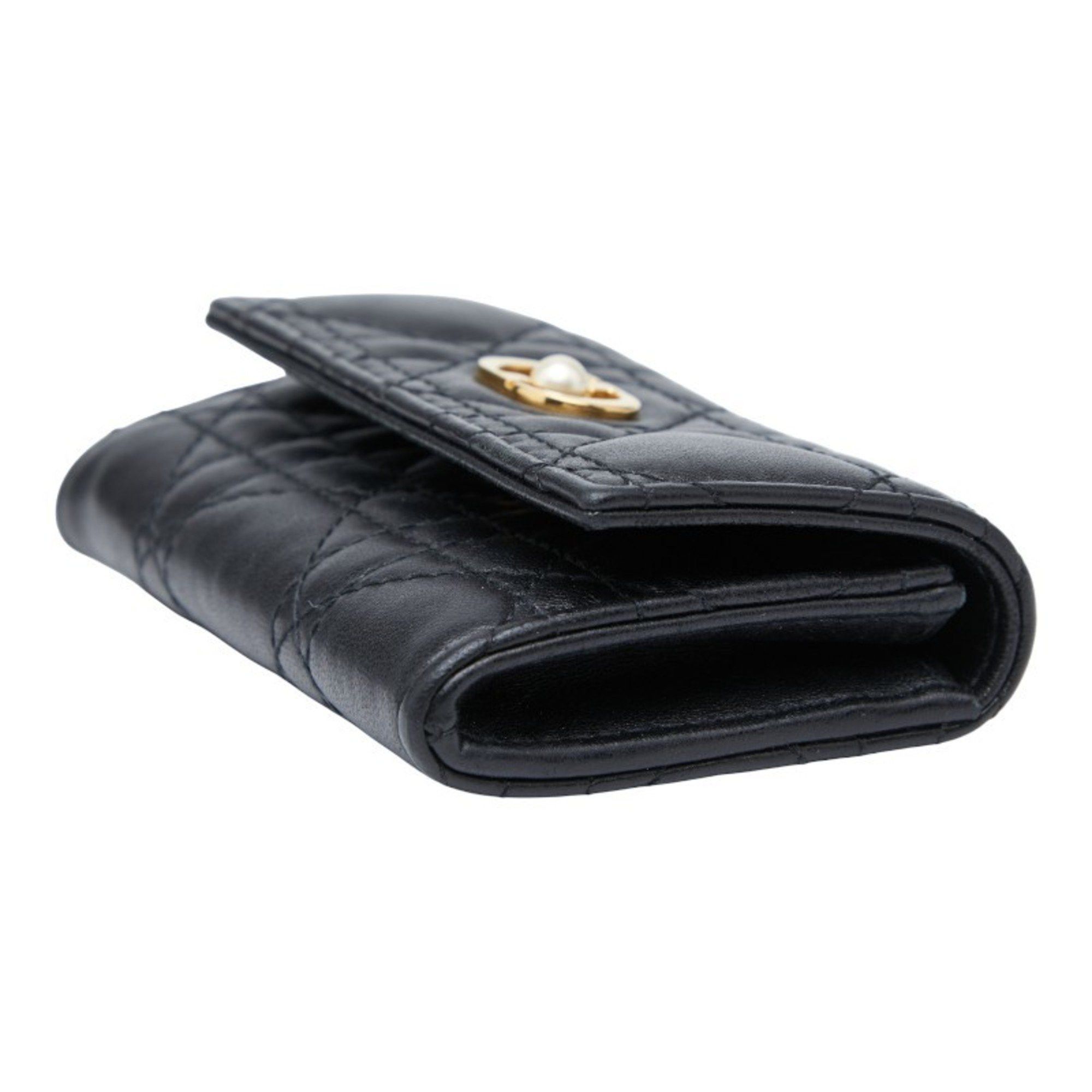 Dior Christian Dior Dior Cannage Jolie Glycine Bifold Wallet S3102UNJB Black Lambskin Women's Size ONE SIZE - 5 Thumbnail