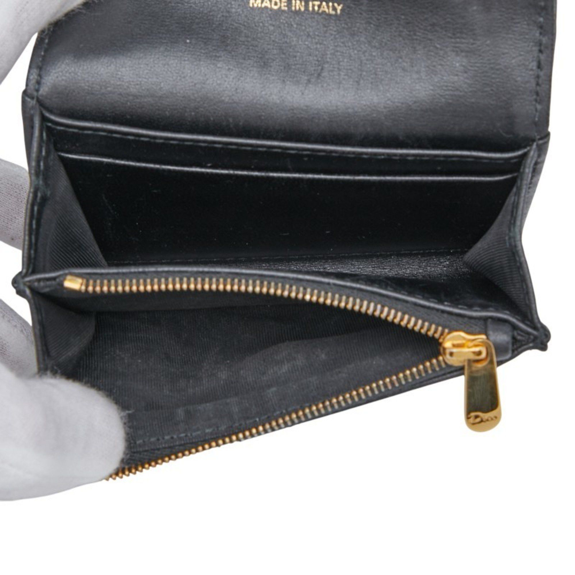 Dior Christian Dior Dior Cannage Jolie Glycine Bifold Wallet S3102UNJB Black Lambskin Women's Size ONE SIZE - 6 Thumbnail