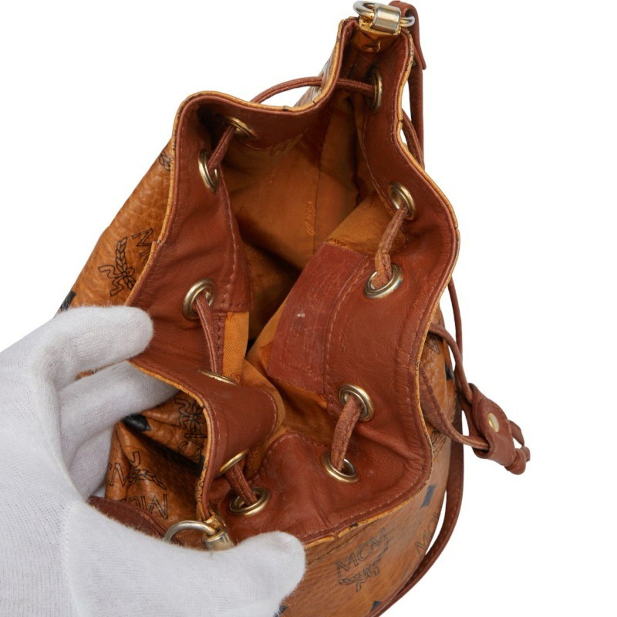MCM MCM Visetos Logogram Shoulder Bag in Brown Leather for Women Size ONE SIZE - 10 Thumbnail