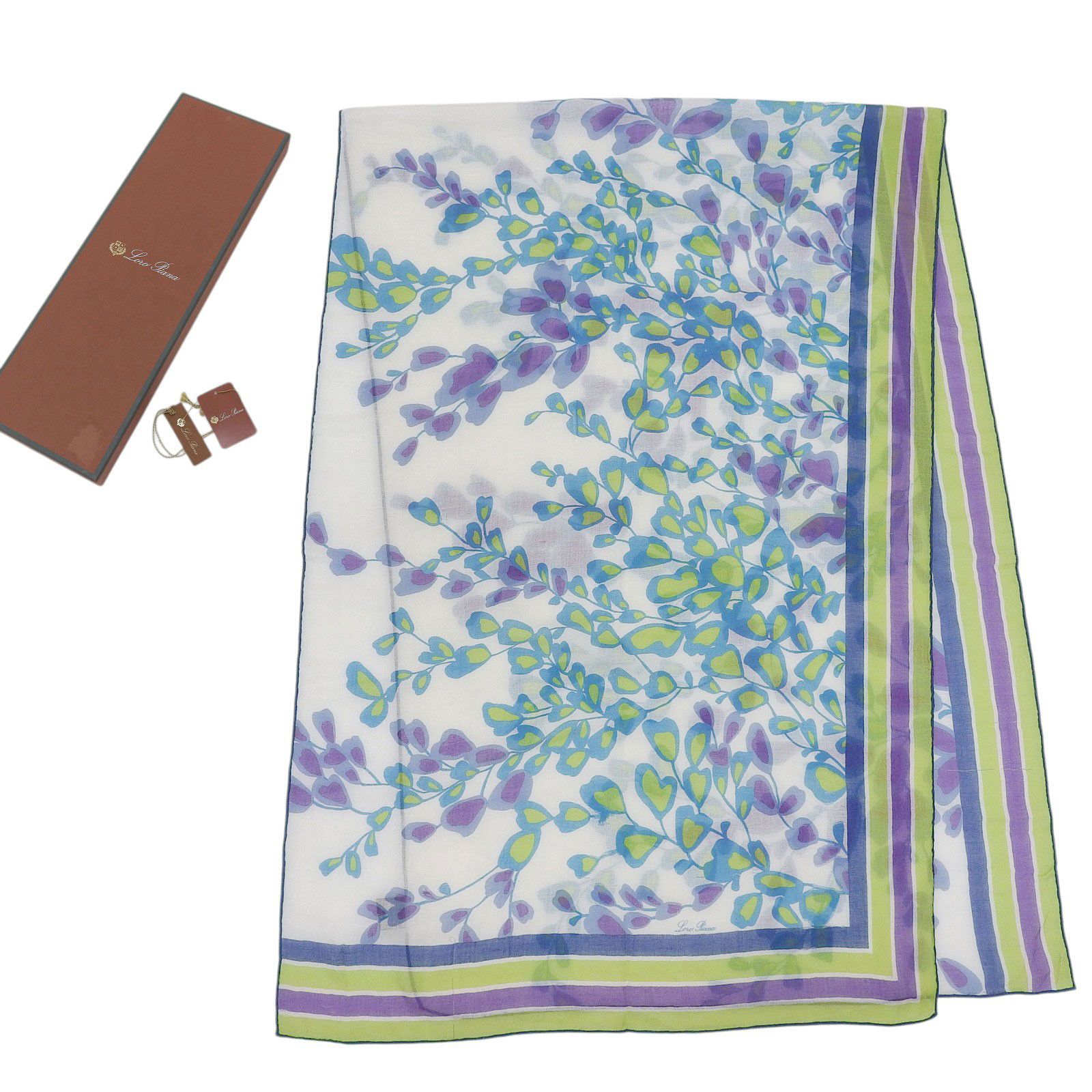 Other Other Loro Piana Floral Logo Cashmere Scarf Others Scarf DUTY FREE for USA Size ONE SIZE - 3 Thumbnail