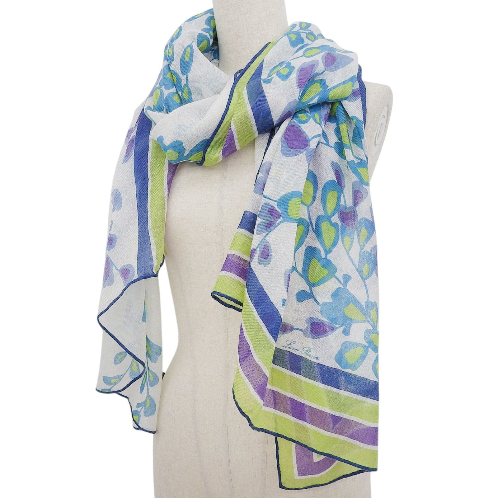 Other Other Loro Piana Floral Logo Cashmere Scarf Others Scarf DUTY FREE for USA Size ONE SIZE - 2 Thumbnail