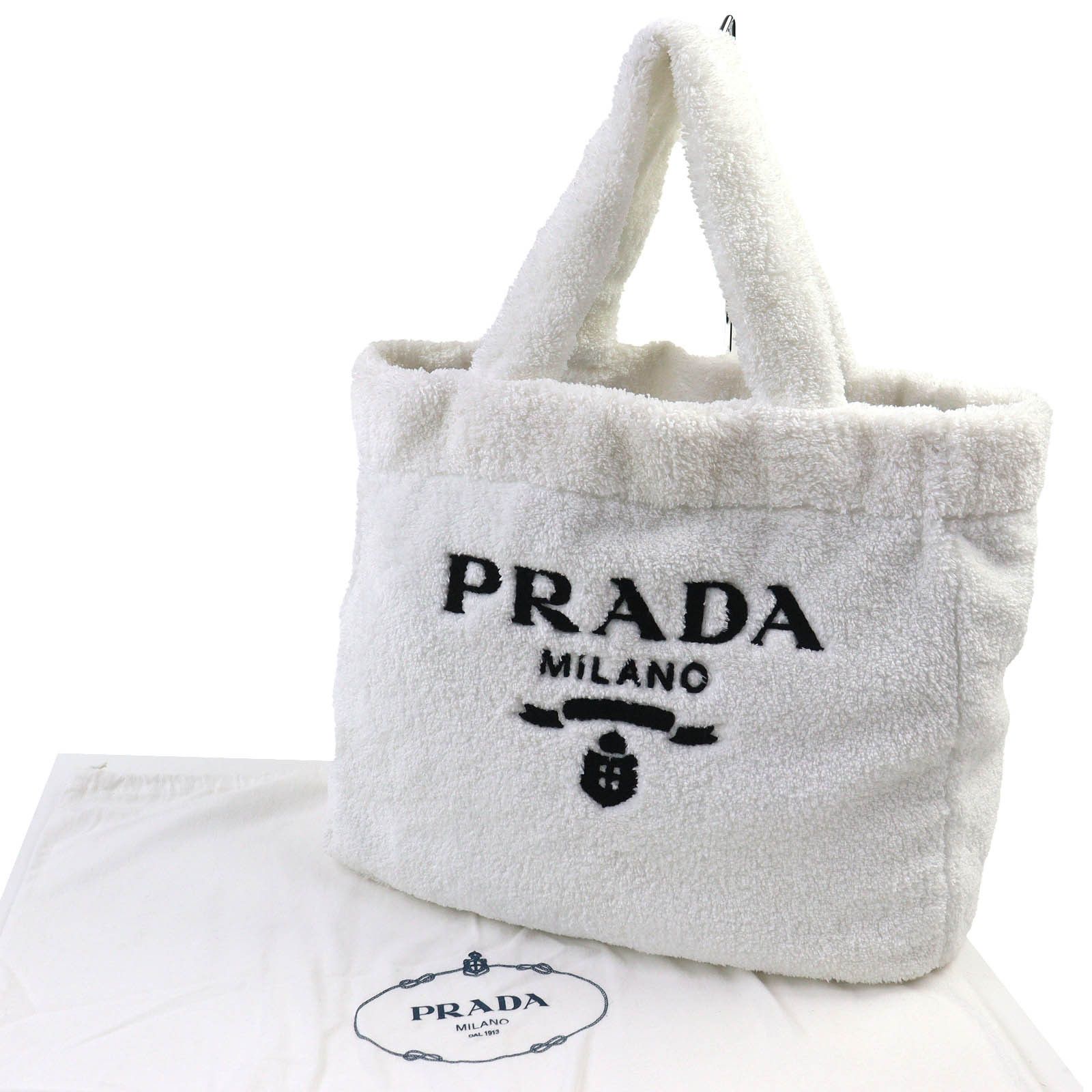 Prada Prada Prada SPUGNA Triangle Logo Terry Tote Bag Cotton Tote Bag 1BG130 DUTY FREE for USA Size ONE SIZE - 2 Thumbnail