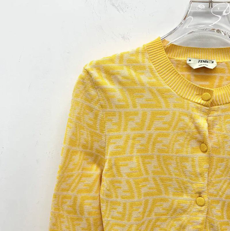 Fendi Fendi Yellow Knit Cardigan for Women 0089 Size XS / US 0-2 / IT 36-38 - 3 Thumbnail