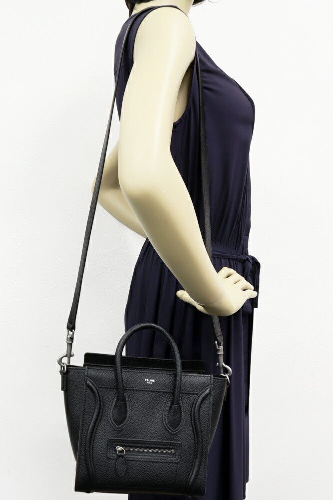 Celine Celine Celine Luggage Nano Shopper Drummed Calfskin 2way Bag Leather Shoulder Bag 189243DRU.38NO DUTY FREE for USA Size ONE SIZE - 2 Thumbnail