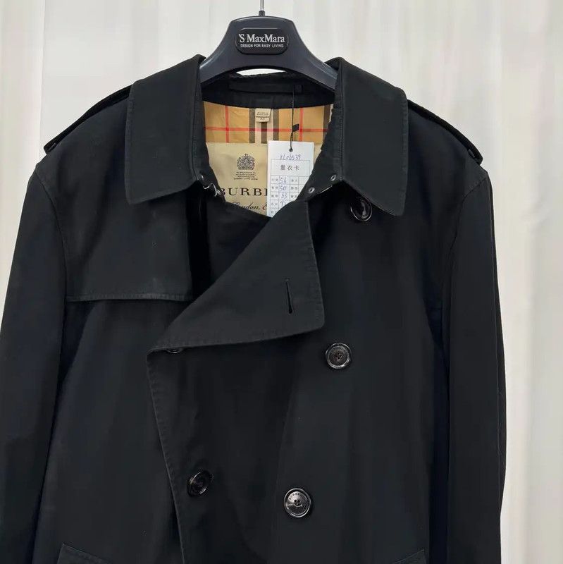 Burberry Burberry Black Cotton Double-Breasted Trench Coat Size US XXL / EU 58 / 5 - 3 Thumbnail