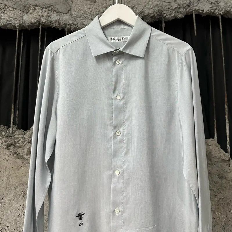 Dior Dior Long Sleeve Silk Shirt in Dark Gray 0089 Size US M / EU 48-50 / 2 - 3 Thumbnail