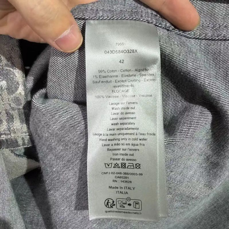 Dior Dior Gray Cotton Long Sleeve Shirt 0089 Size US M / EU 48-50 / 2 - 4 Thumbnail