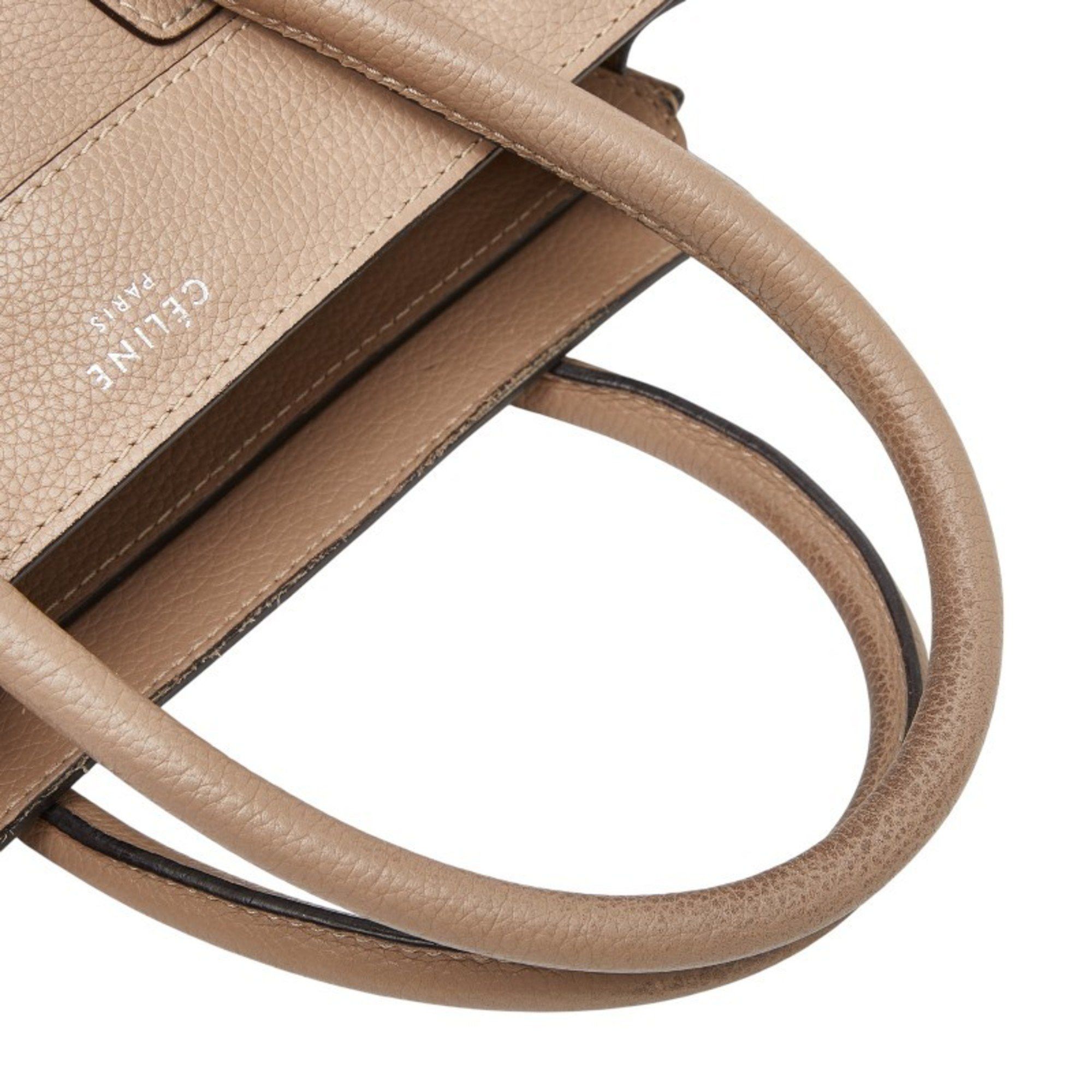 Celine Celine Luggage Micro Shopper Handbag in Beige Leather for Women Size ONE SIZE - 12 Thumbnail