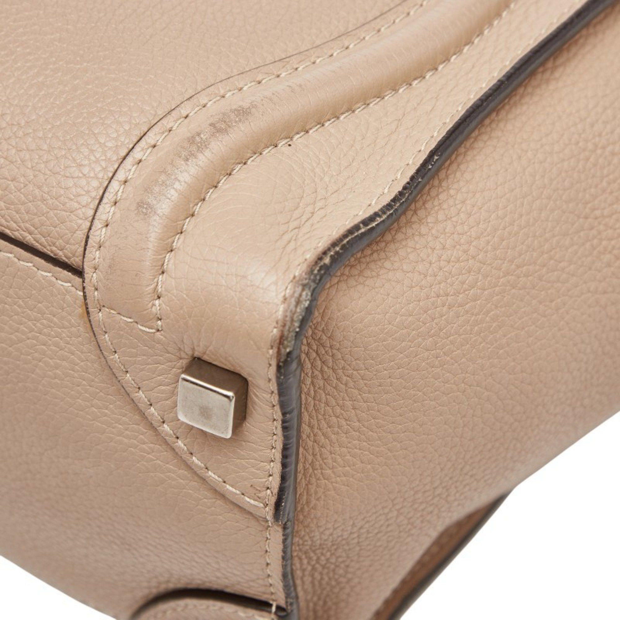 Celine Celine Luggage Micro Shopper Handbag in Beige Leather for Women Size ONE SIZE - 6 Thumbnail