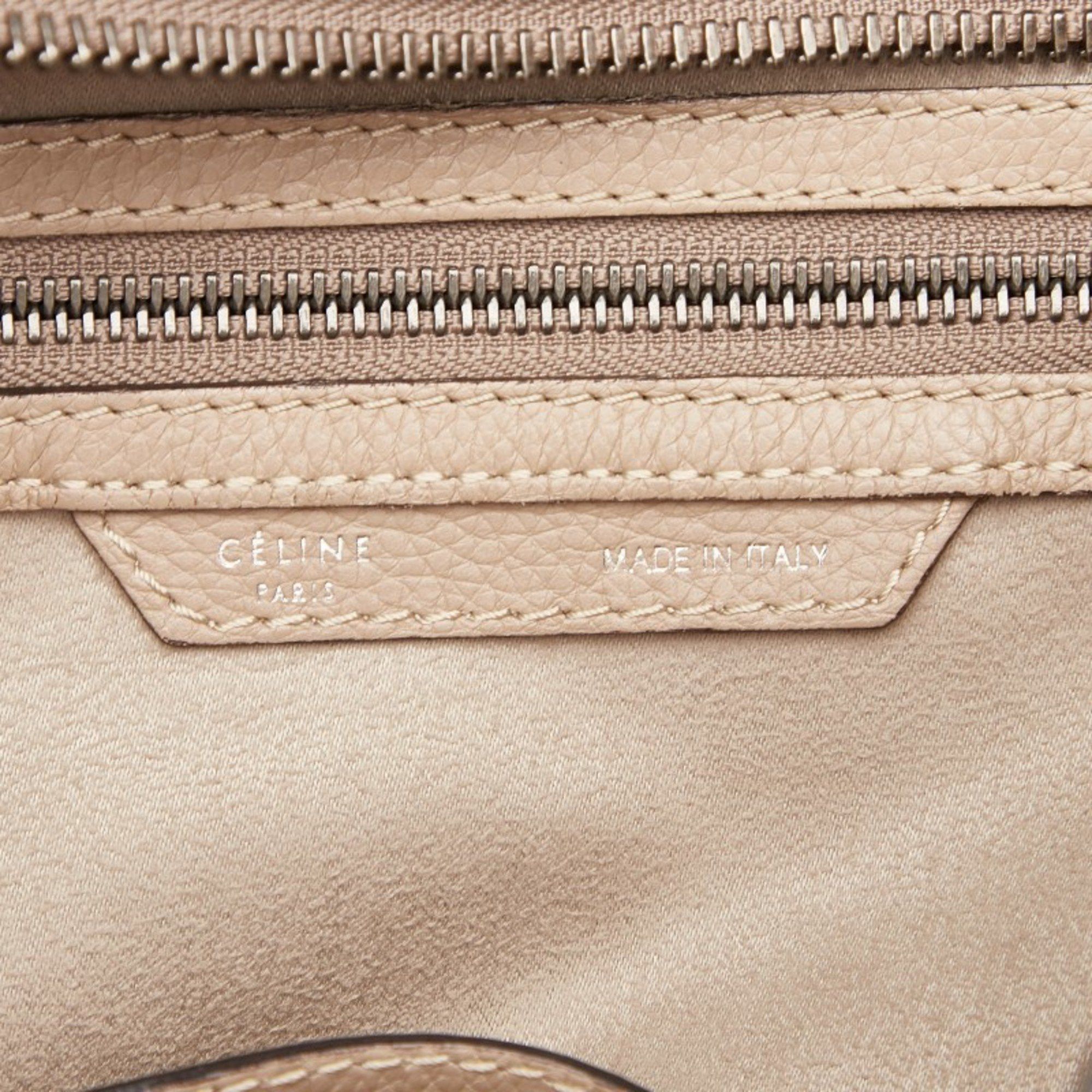Celine Celine Luggage Micro Shopper Handbag in Beige Leather for Women Size ONE SIZE - 14 Thumbnail