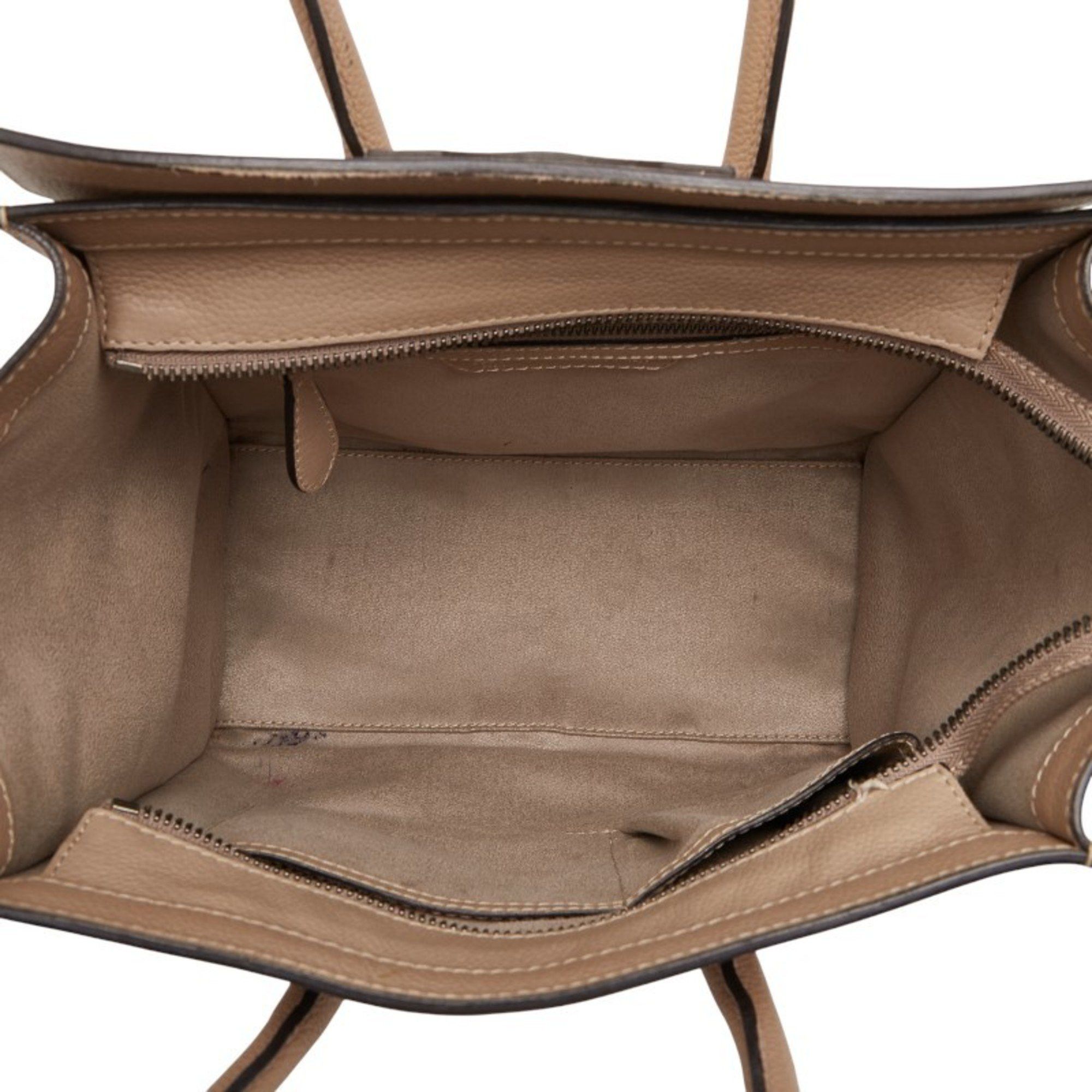 Celine Celine Luggage Micro Shopper Handbag in Beige Leather for Women Size ONE SIZE - 13 Thumbnail