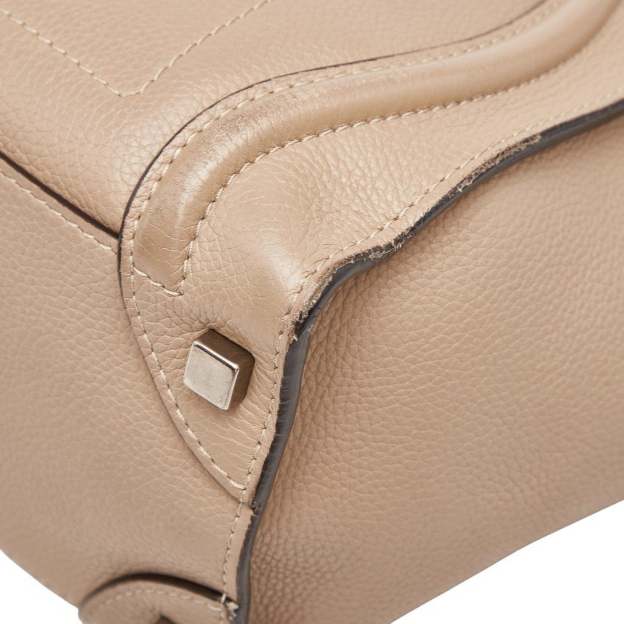 Celine Celine Luggage Micro Shopper Handbag in Beige Leather for Women Size ONE SIZE - 4 Thumbnail