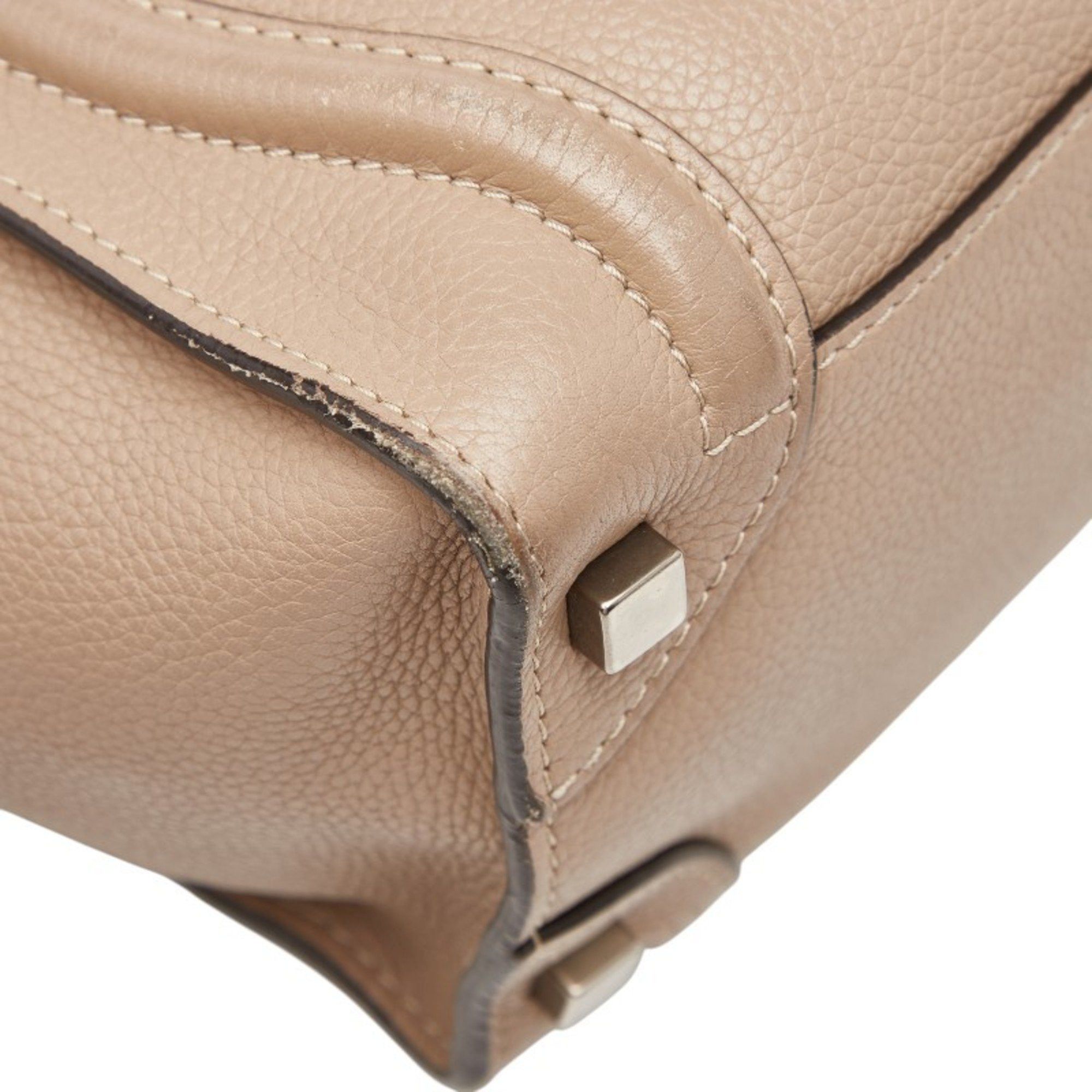 Celine Celine Luggage Micro Shopper Handbag in Beige Leather for Women Size ONE SIZE - 7 Thumbnail
