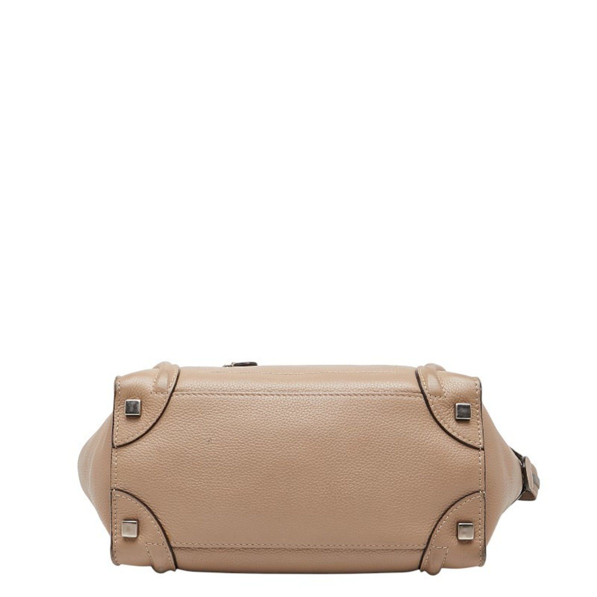 Celine Celine Luggage Micro Shopper Handbag in Beige Leather for Women Size ONE SIZE - 3 Thumbnail