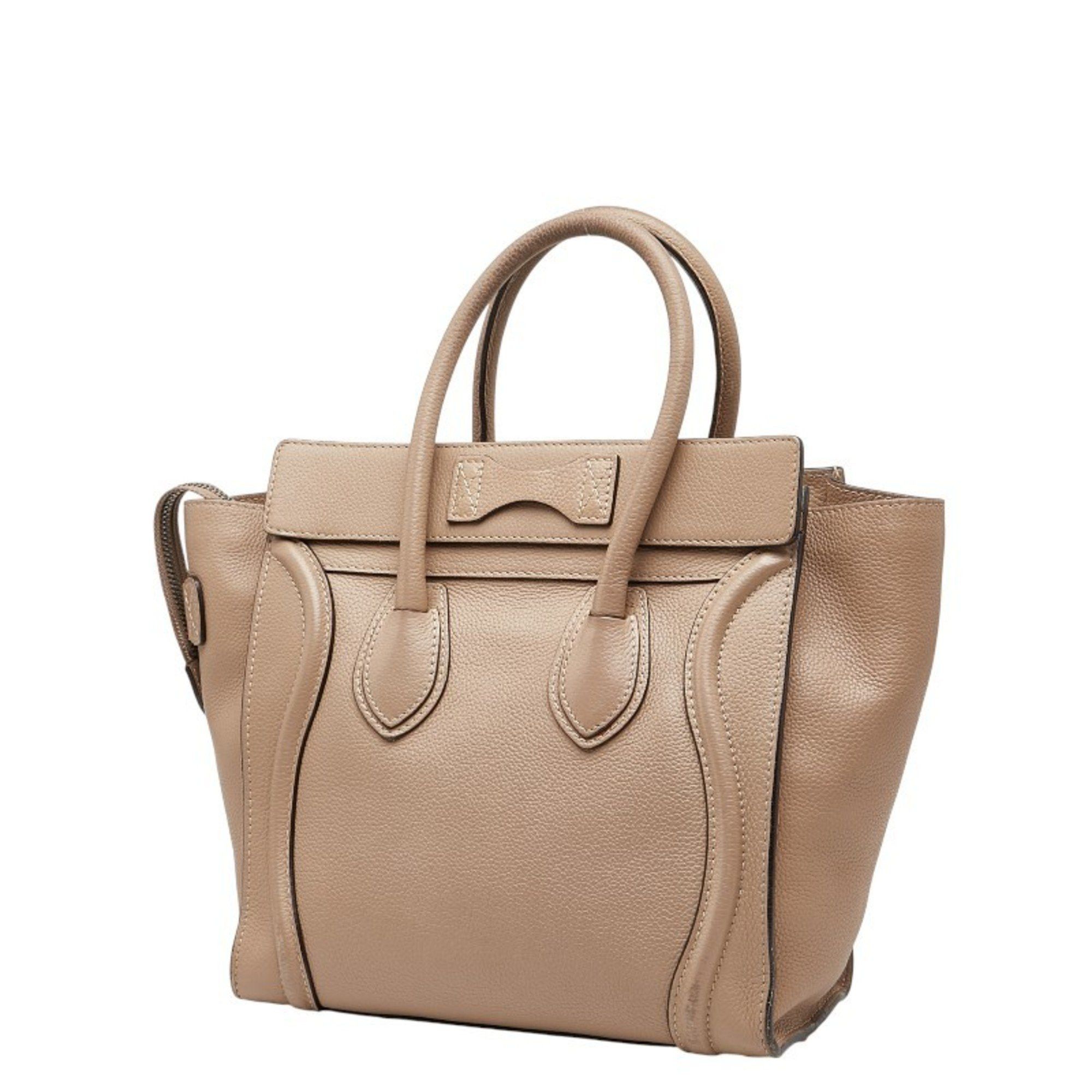 Celine Celine Luggage Micro Shopper Handbag in Beige Leather for Women Size ONE SIZE - 2 Thumbnail